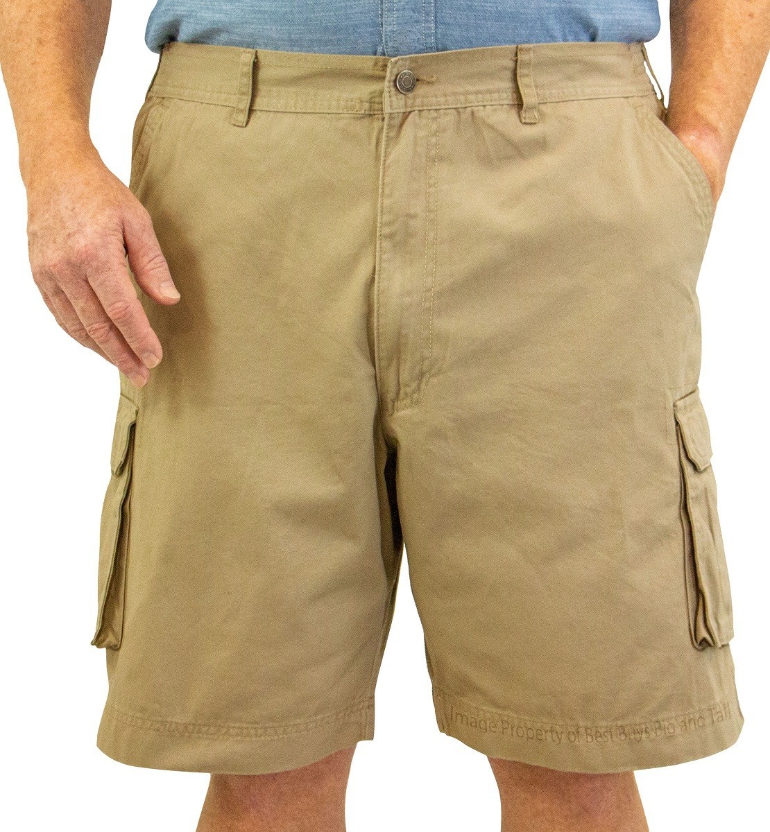ROCXL Cargo Shorts with Expandable Waist Back Pocket Flaps – KHAKI Size 48 to 54