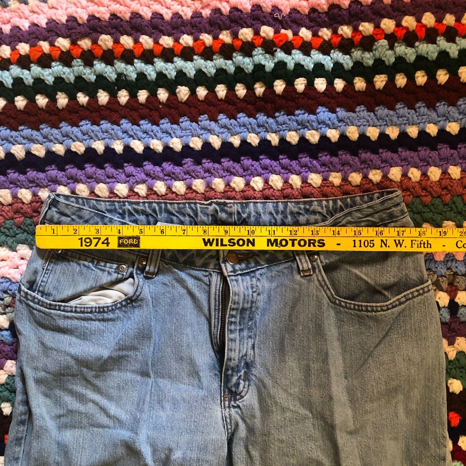 Womens Carhartt Blue Jeans WB160 AIO Zipper Fly Relaxed Fit Size 16 X 34