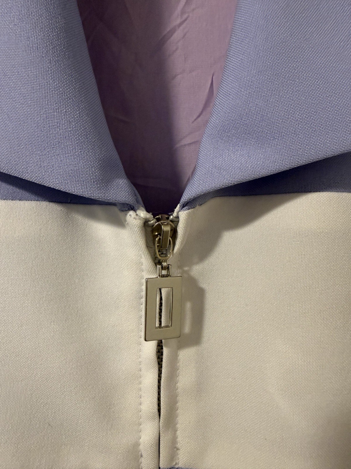 Casual Corner Purple/White Colorblock Collared Zip Sheath Knee Dress 12