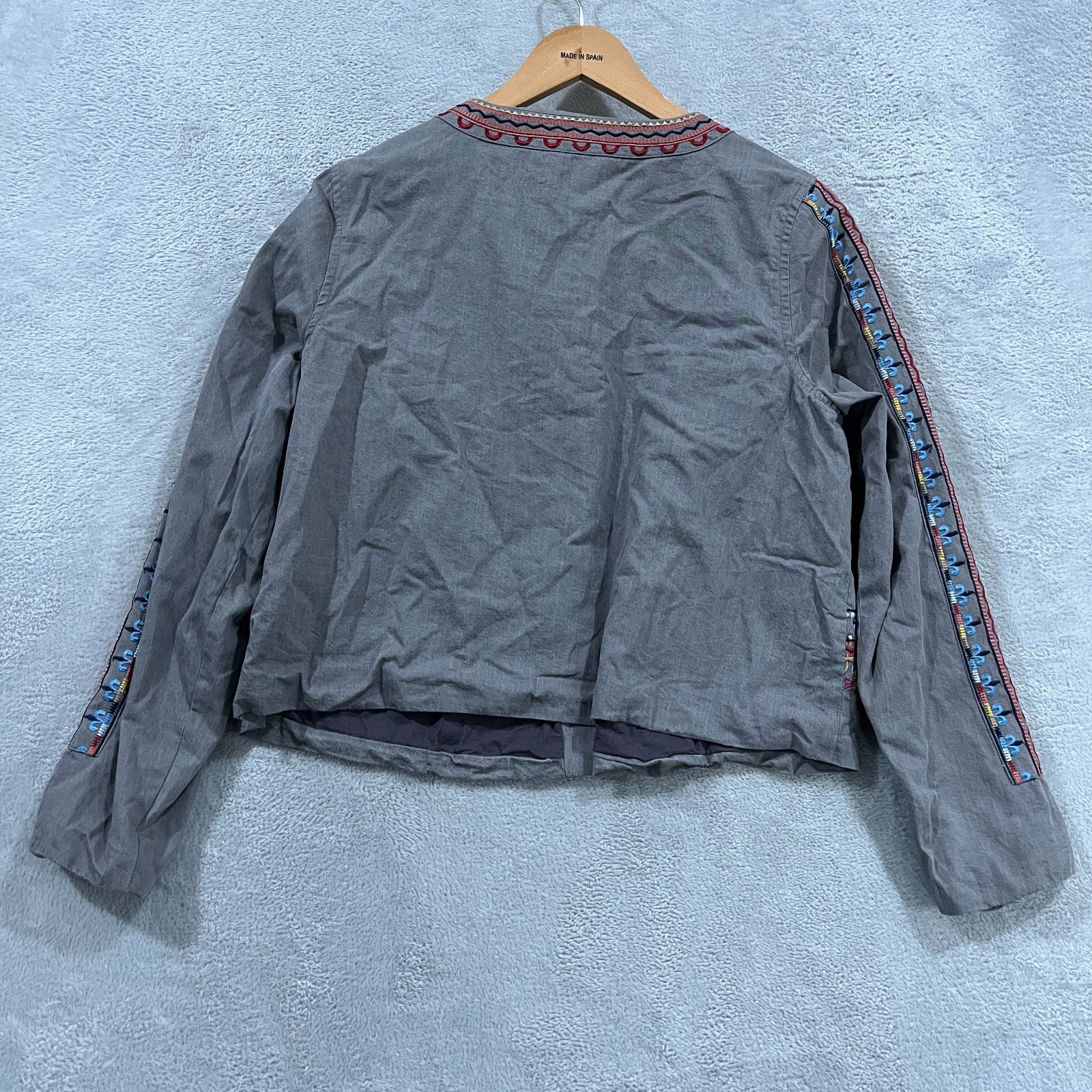 Laurie Felt Jacket Medium Southwest Western Boho Embroidered Hippie Open Front