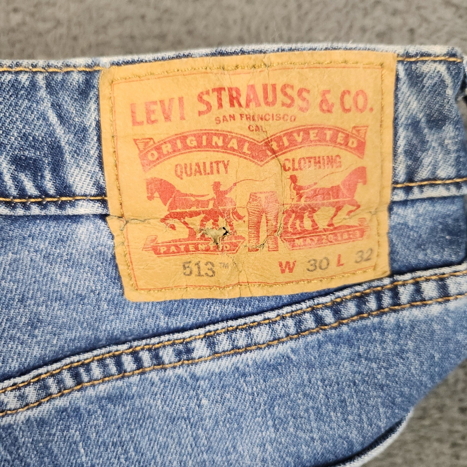 Levi’s 513 Slim Straight Jeans Mens Size 30×32 Blue Stretch Slim Seat Thigh