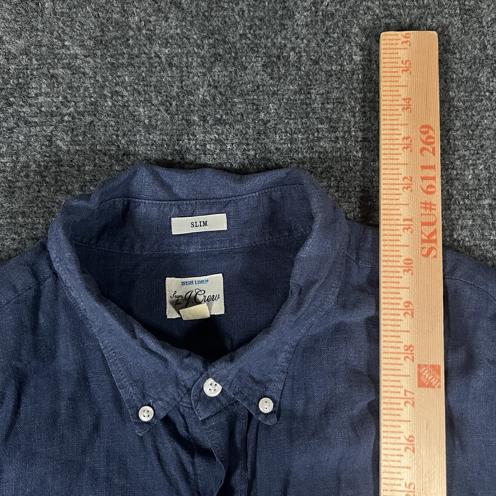J.Crew Baird McNutt Irish Button 100% Linen Shirt Size XL Long Sleeve Navy