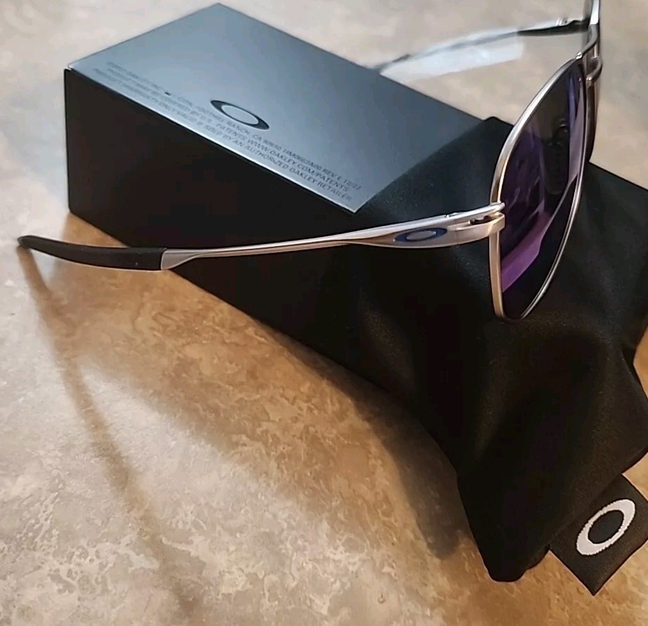 🔥 RARE Oakley CONTRAIL 4147-0357 Aviator Sunglasses Satin Chrome Prizm Sapphire