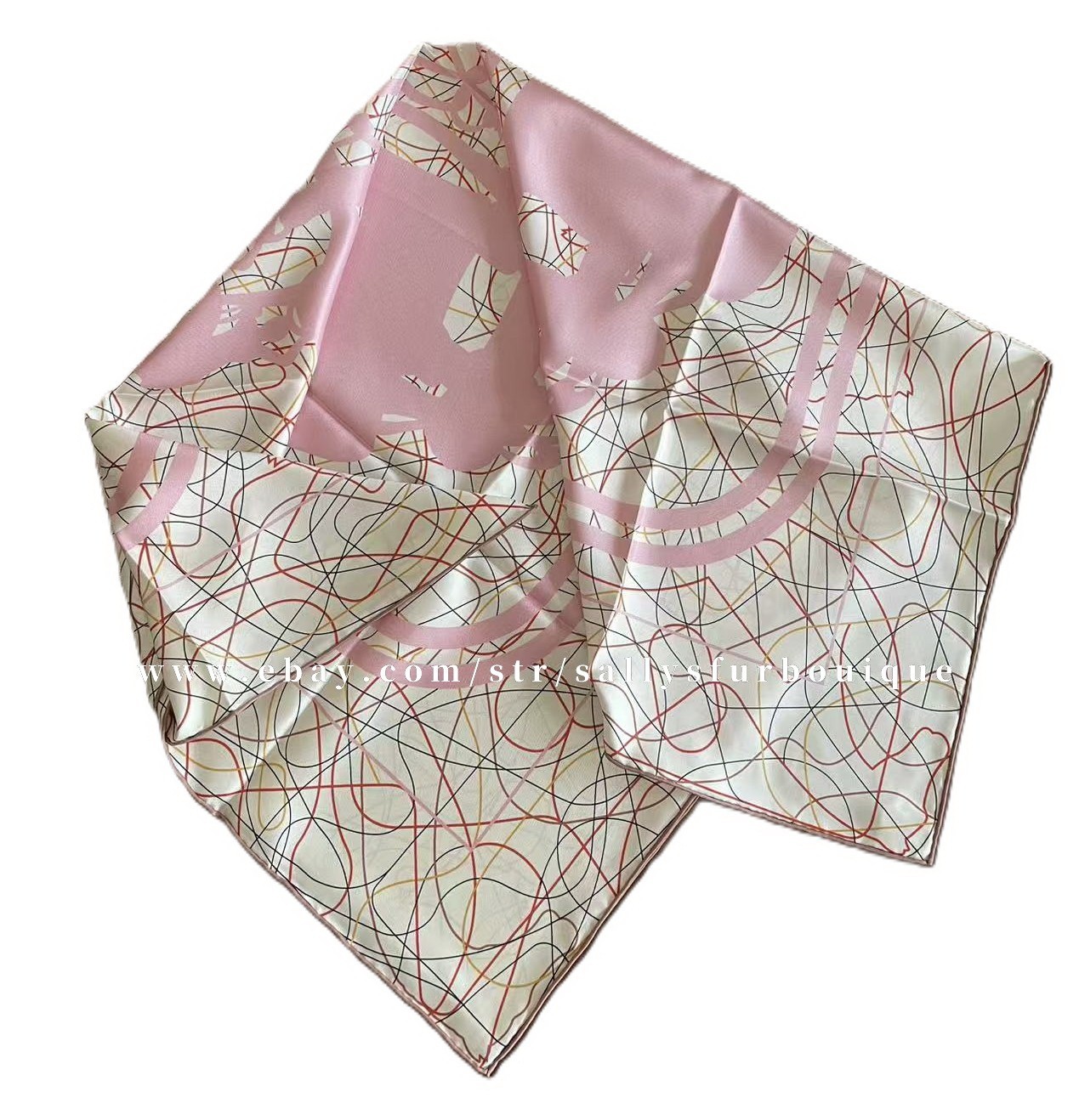 Sallys 18 Momme Heavy Twill Silk Saddle Print Wrap Scarf Double Face Shawl 90cm