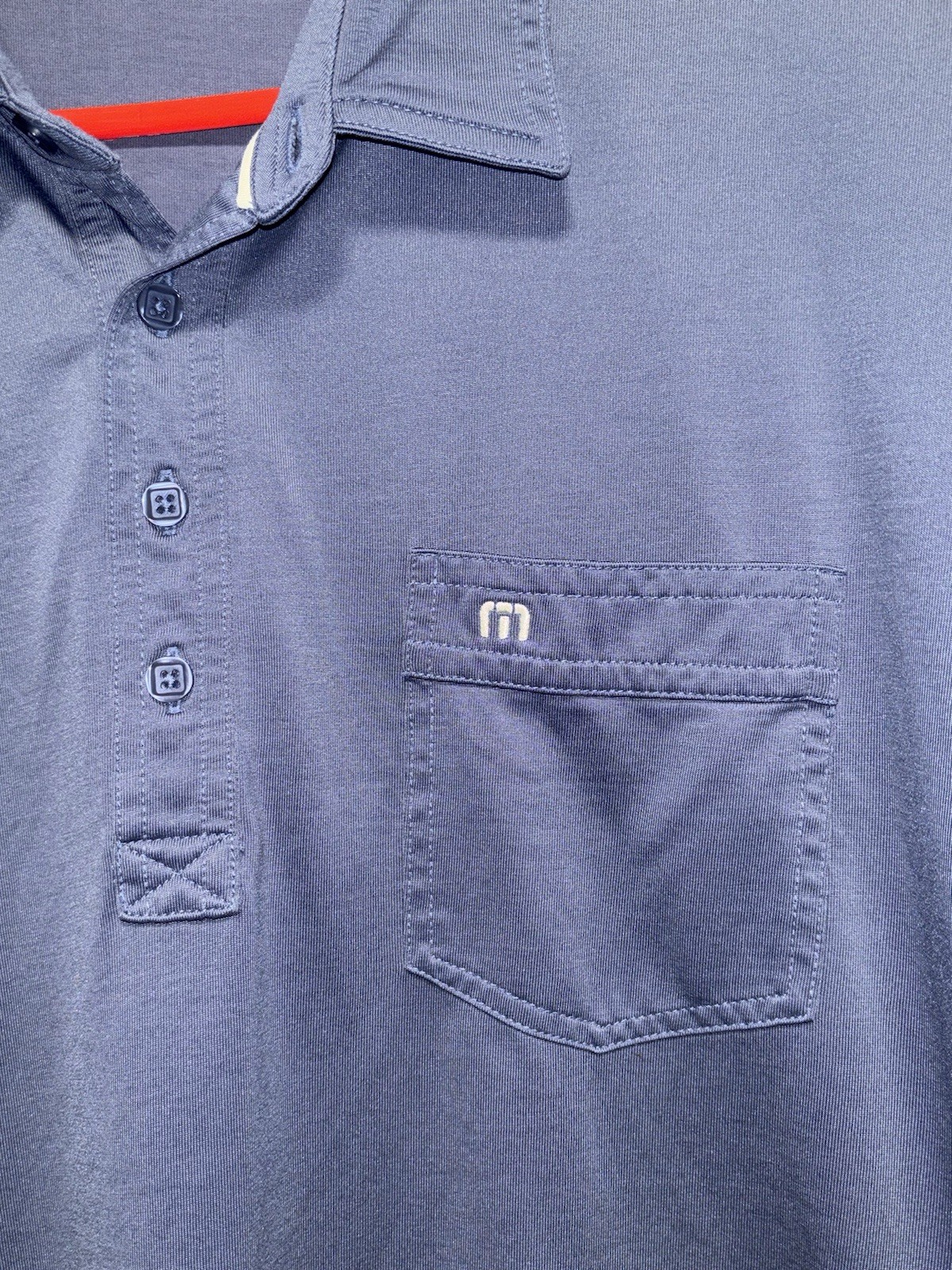 Travis Mathew Cotton Poly Blend Blue Chest Pocket Polo Golf Shirt Men’s Size XXL