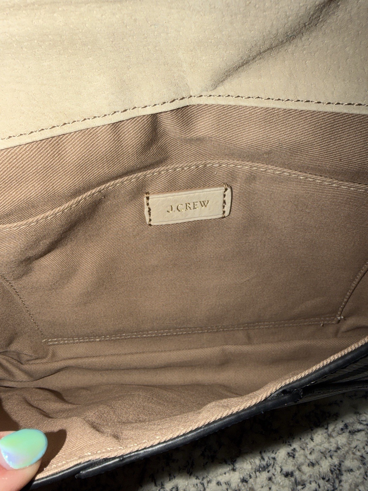 J.Crew Navy & White Striped Envelope Clutch w/ Strap, Lined, Inner Pockets