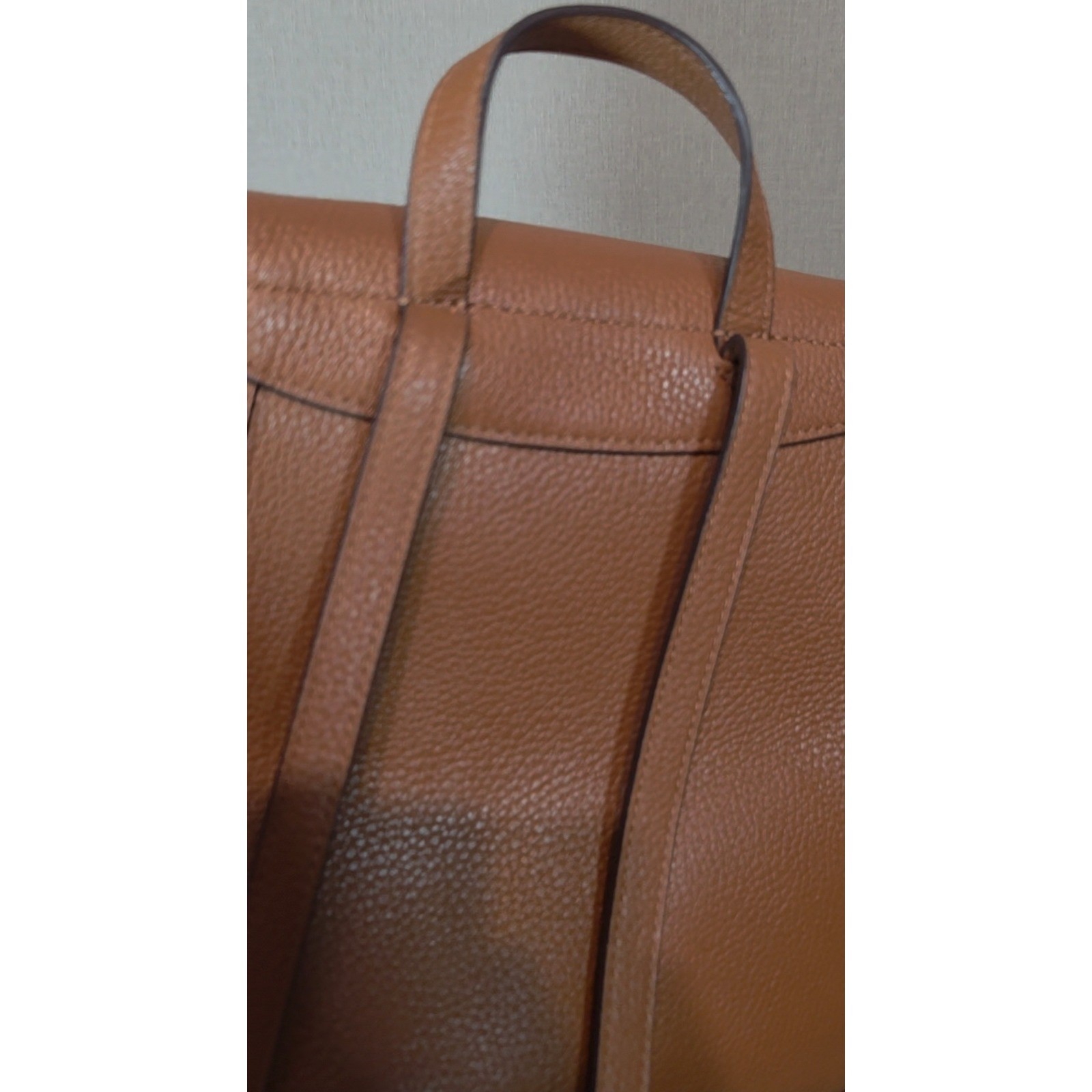 Kate Spade New York Pebbled Leather Backpack Brown Drawstring Magnetic Flap Bag