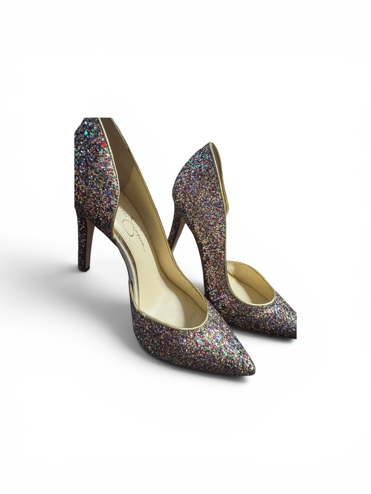 Jessica Simpson JS Claudete2 Women’s High Heel Rainbow Chunky Glitter Size 9m🔅