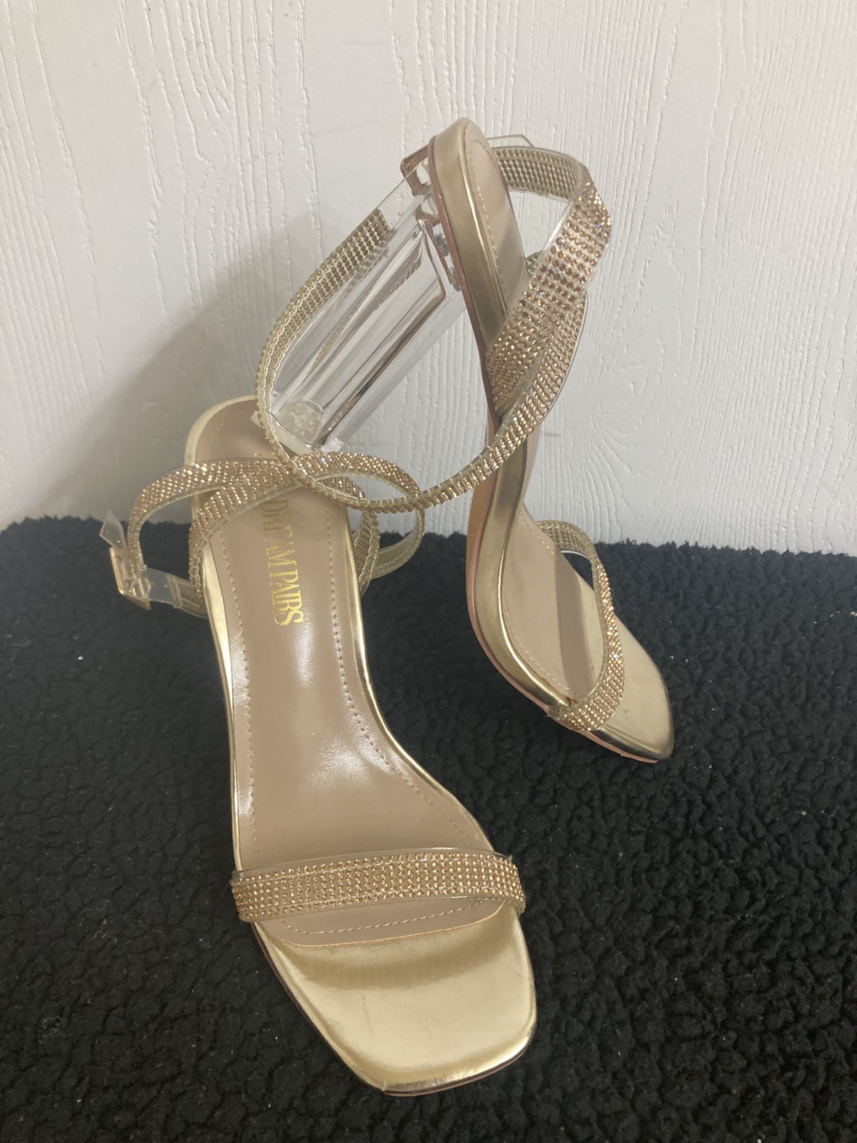 DREAM PAIRS Square Toe, Clear Chunky Heel Sandals (Size 8.5)
