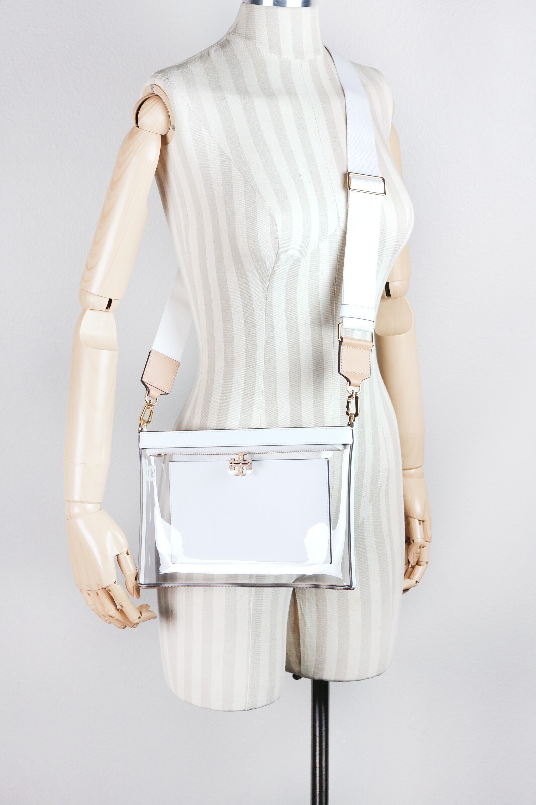 Tory Burch Blake Clear Vinyl Swingpack Crossbody Messenger Bag Purse 165834