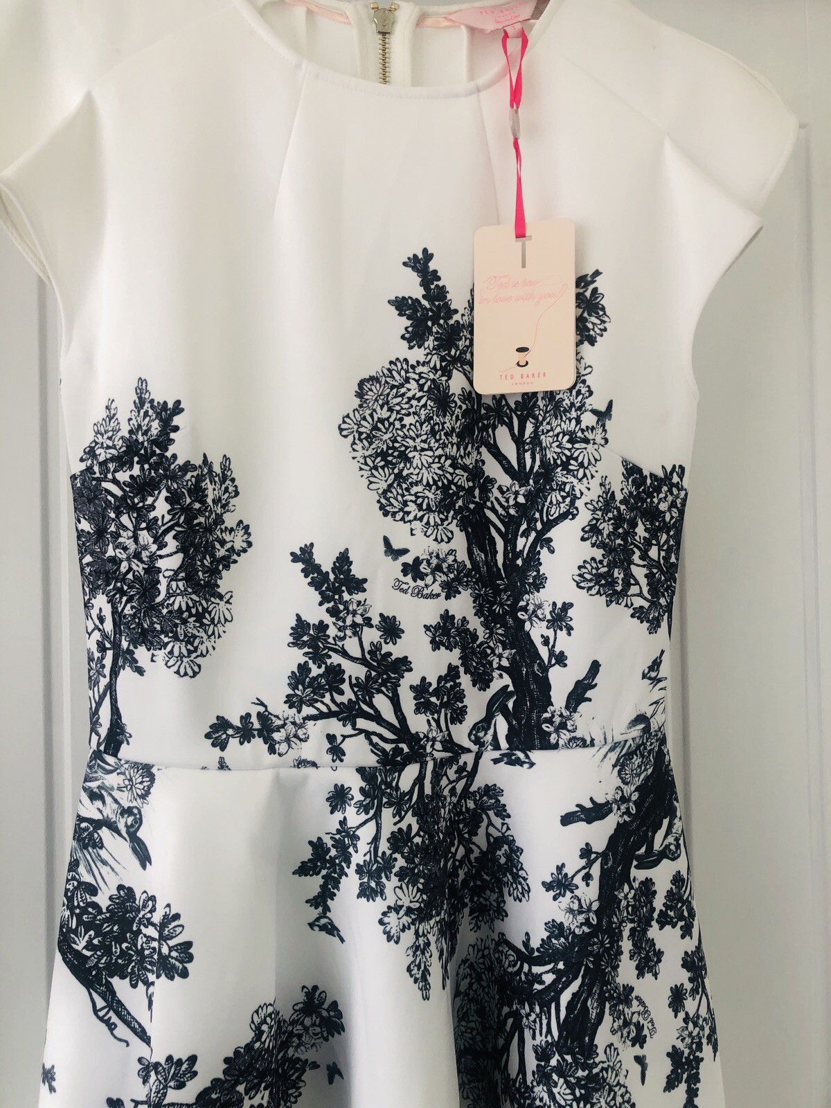 TED BAKER 2 UK 8 Wooland Toile floral print fit flare full skirt skater dress