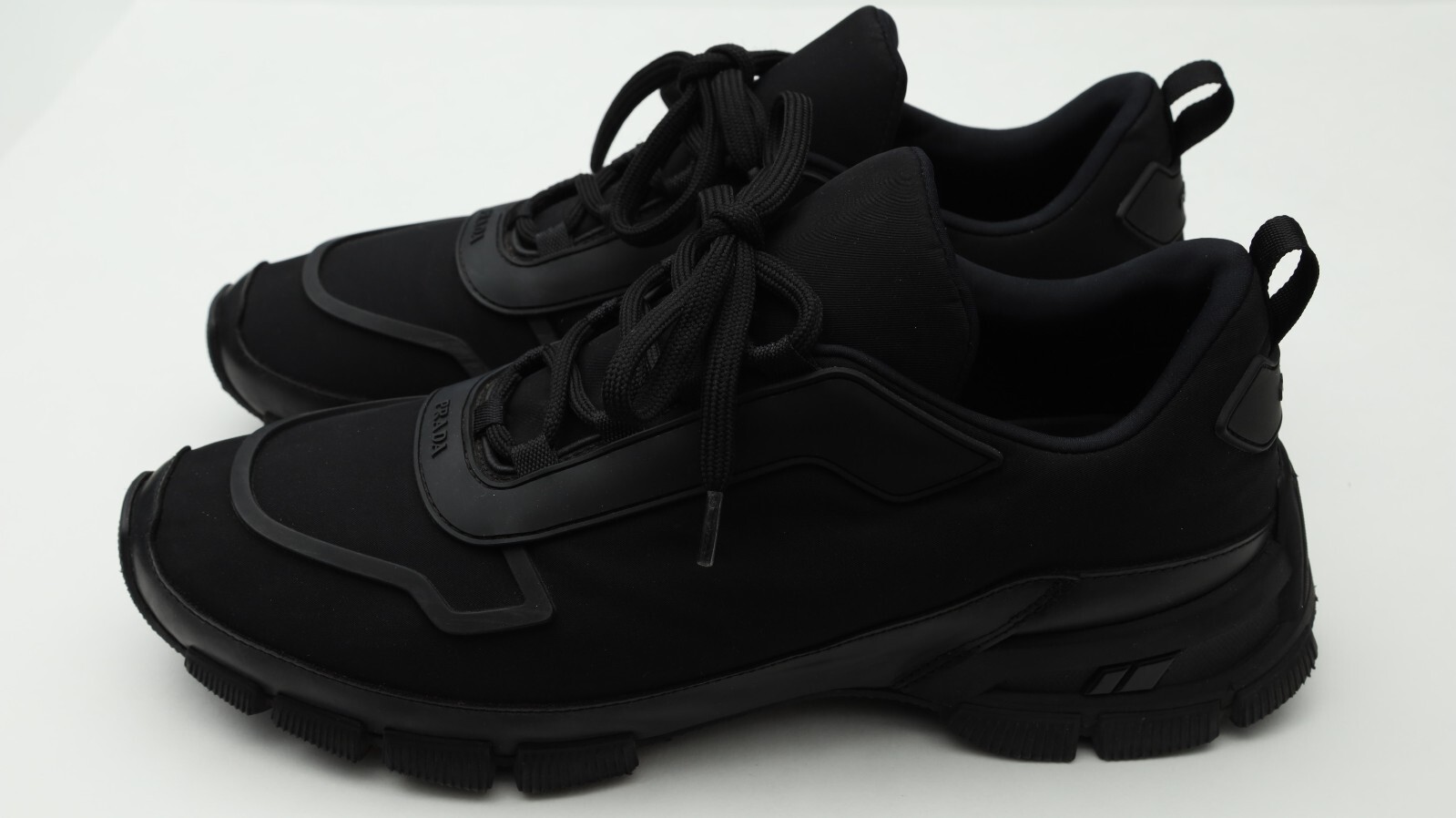 Prada Mens Sneakers Fabric Nylon/Rubber Sole Sneakers Sz UK 7/US 8 in All Black