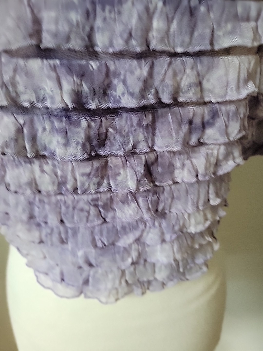 Vintage Pretty Angel Ruffle Top Medium Purple Crop Silk Blend Festival Boho