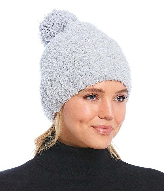 Barefoot Dreams Cozy Chic Pom Pom Beanie Sea Spray Blue NWT $55 Soft Plush Cozy
