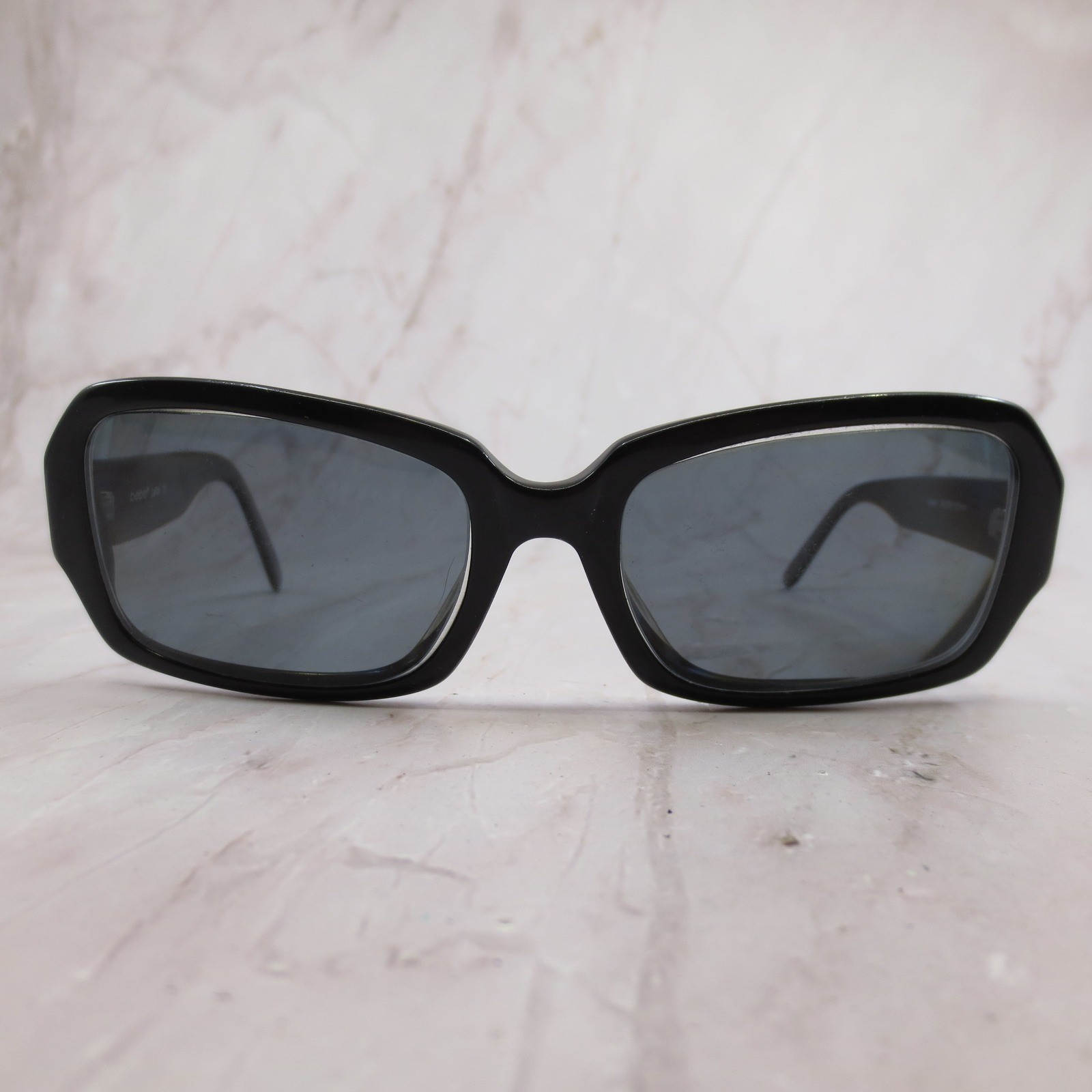 Bebe LaRok Sunglasses Black Rectangular Rhinestone Logo Frames 55-18-130