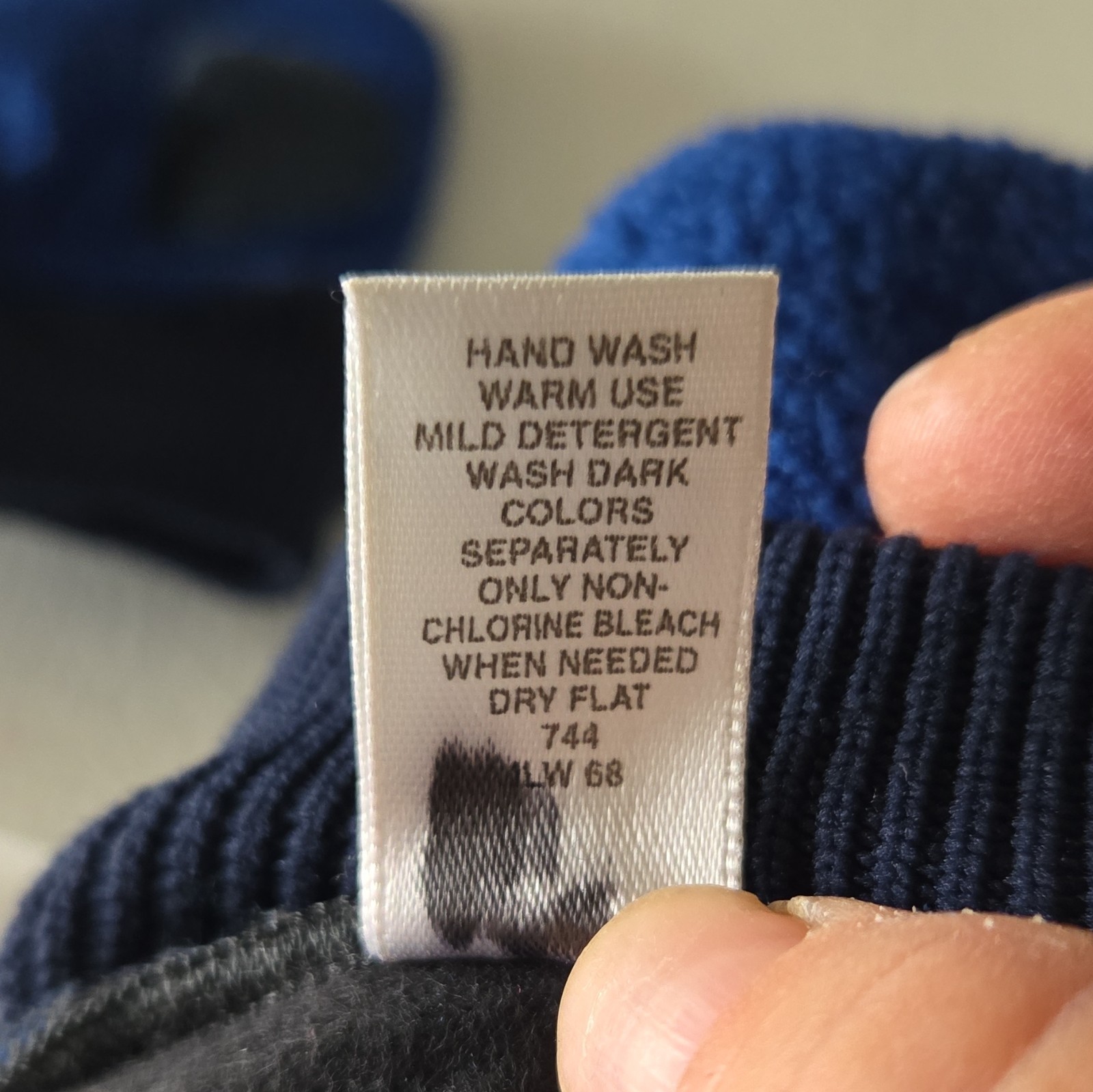 Lands’ End Children’s Fleece Lined Mittens Blue/Navy XS Ribbed Cuff Wrist