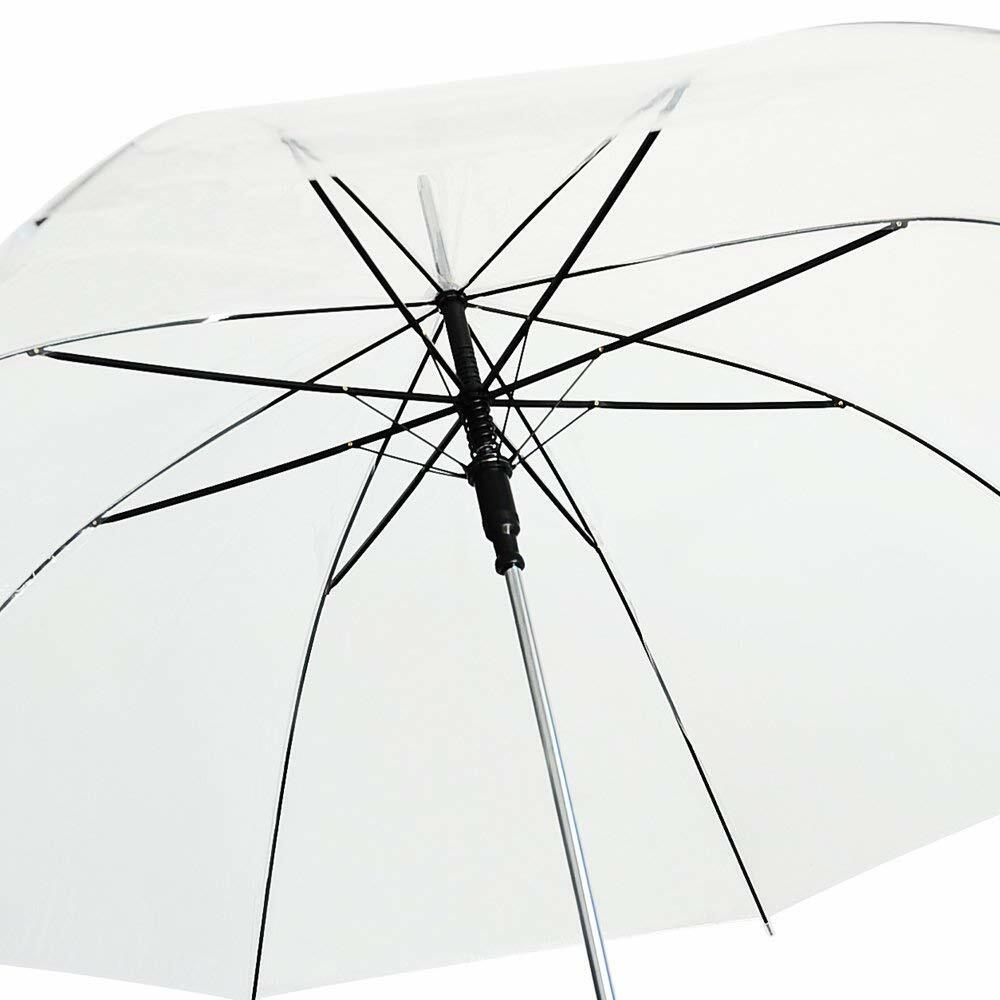 Rain Umbrella – Clear – 48″ Across – Rip-Resistant Material – Auto Open