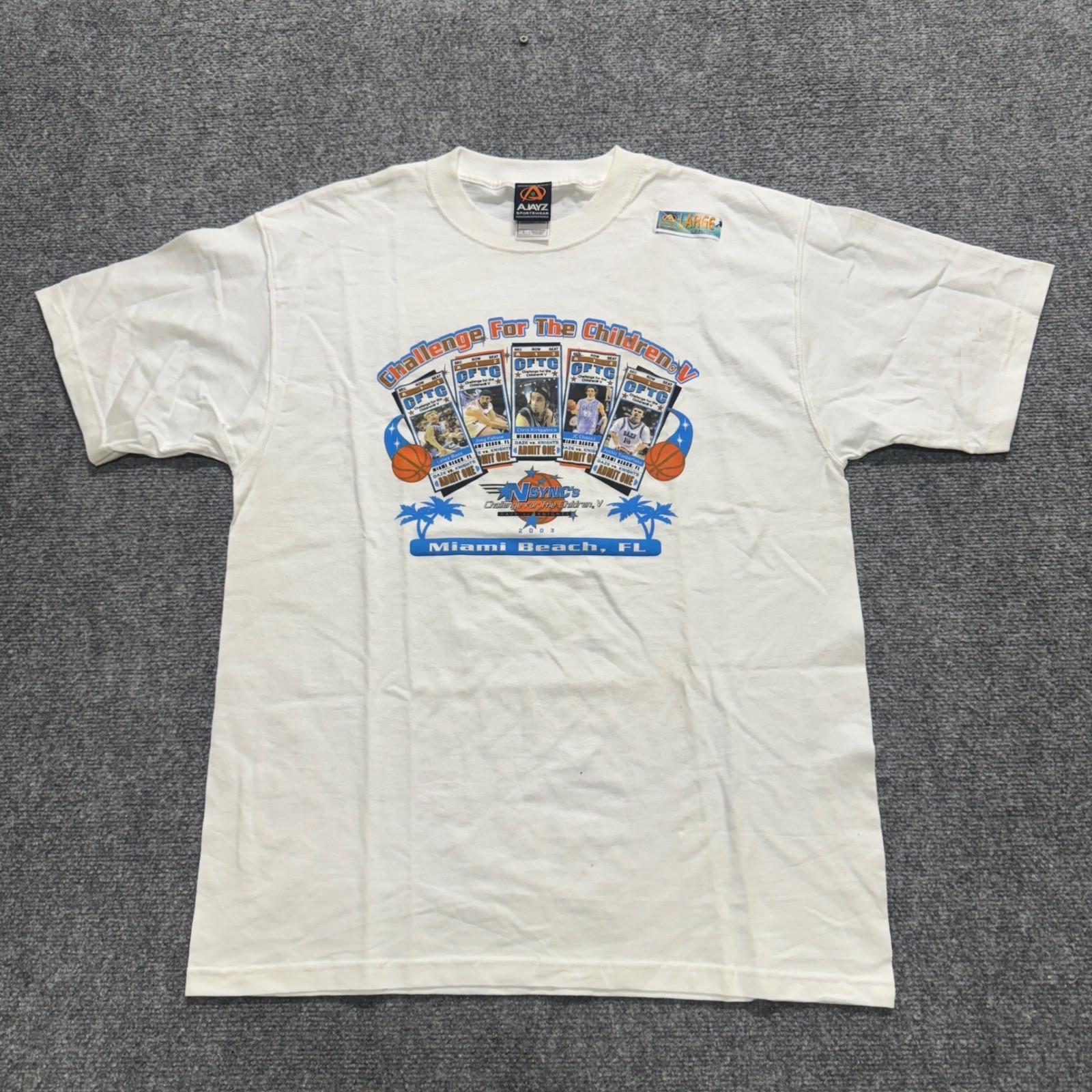 Vintage 2003 Nsync’s Challenge Miami Beach Basketball T-Shirt Men’s L Y2K