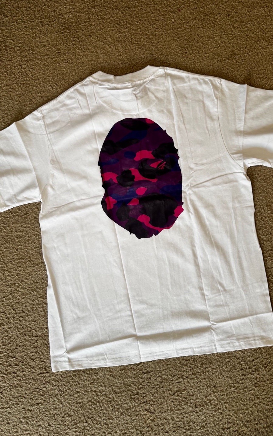 A Bathing Ape BAPE Men’s L White Cotton Crew Neck Ape Head Logo T-Shirt NWT