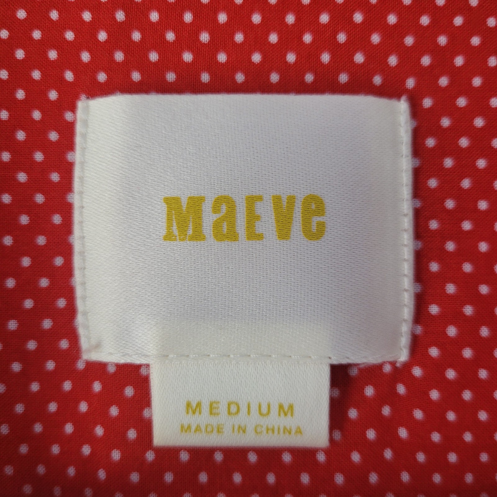 Maeve Anthropologie Red White Polka Dot Rayon Blouse Top Medium Boho Pintuck