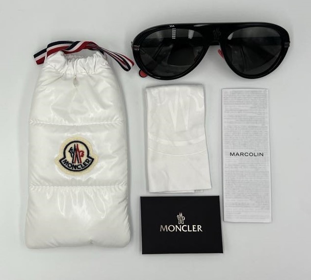 Authentic MONCLER Navigaze ML0240 01A Shiny Black w/Smoke Lens Sunglasses 57 mm
