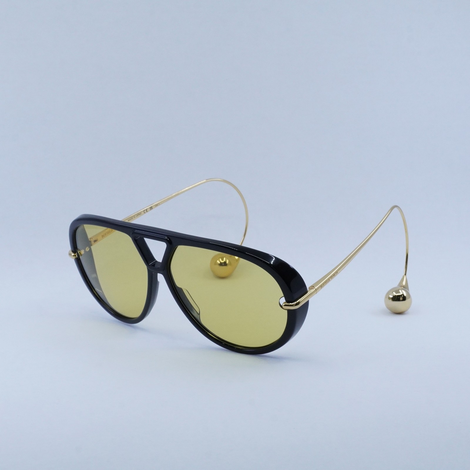 New BOTTEGA VENETA BV1273S 003 Black And Gold/Yellow 63-12-180 Sunglasses