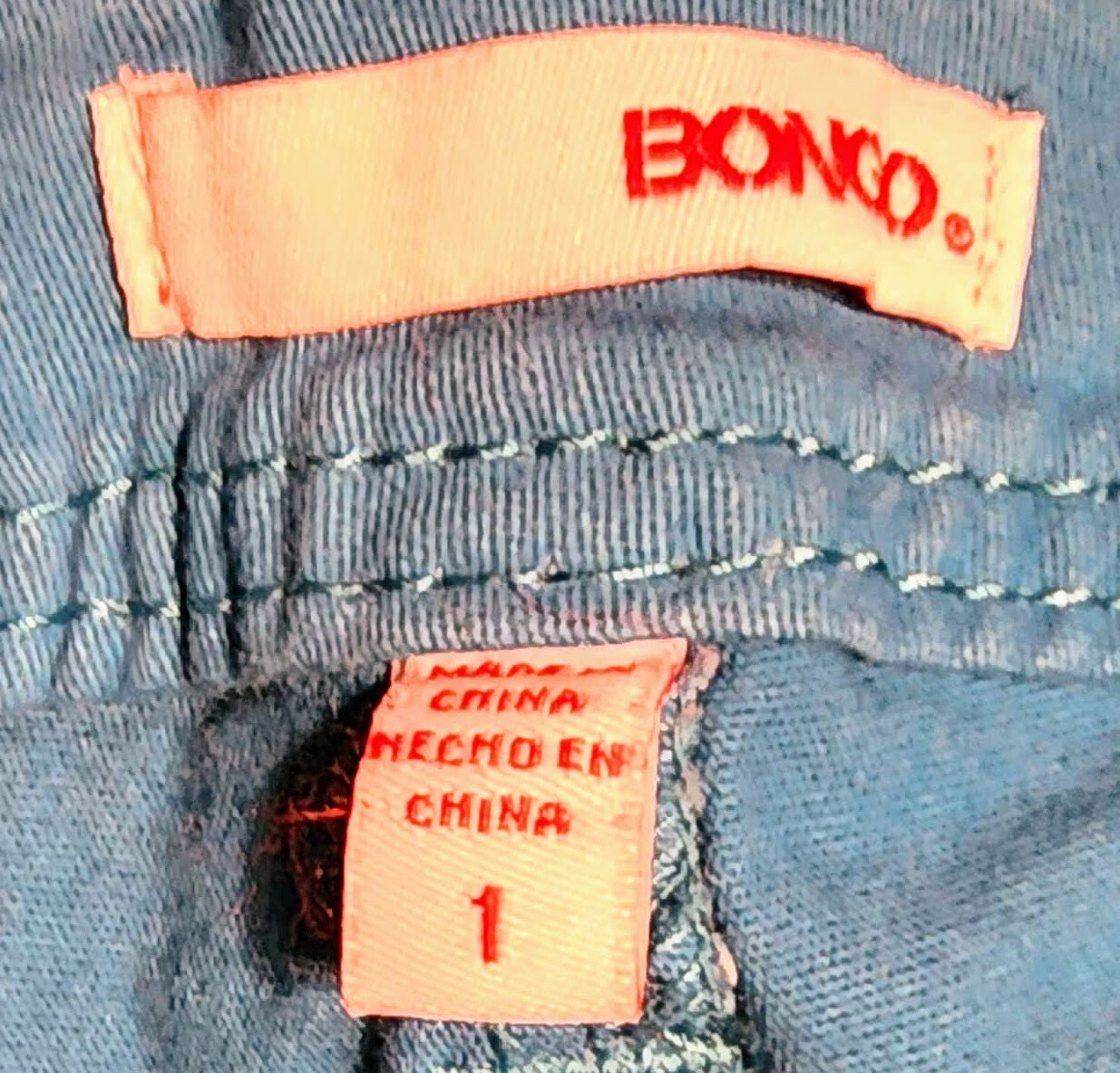 Bongo Junior Jeans Size: 1 BLUE Straight Slim Stretch Denim Pants Button Zip Fly