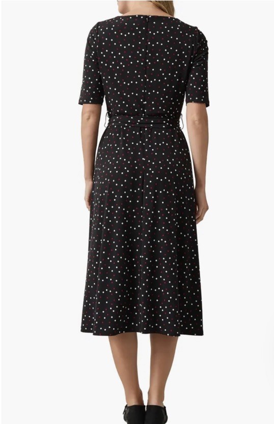 KASPER Black Polka Dot Midi Wear To Work Dress Plus 18W NWT