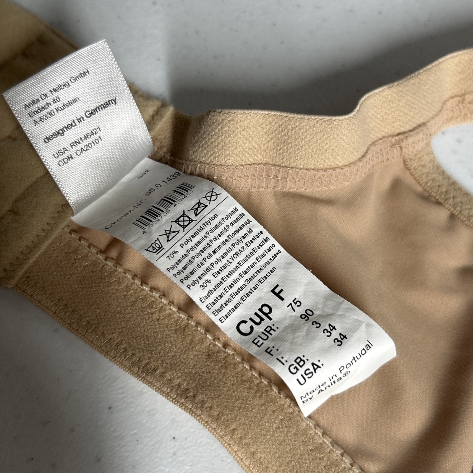 Rosa Faia Twin Firm Wireless Soft Bra 34F Desert Beige Supportive Non-Padded
