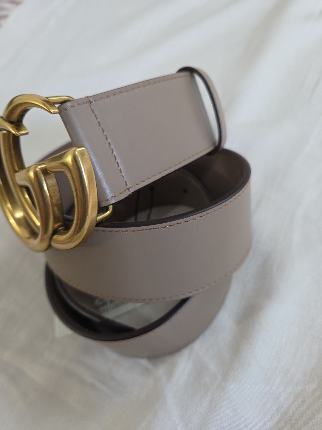 Authentic Gucci Pink Taupe Leather Belt, Women Size 30-32 IT 90CM