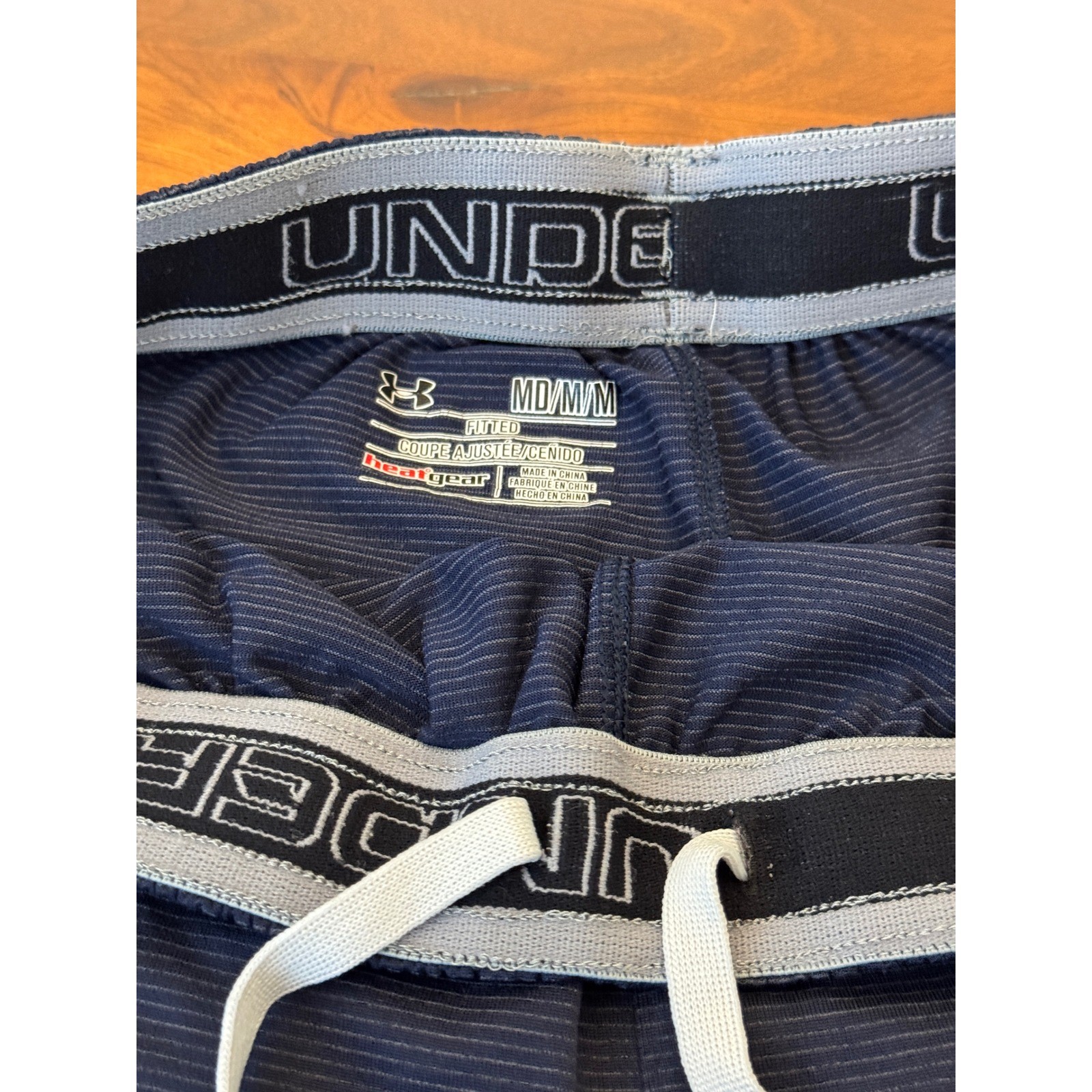 Under Armour HeatGear Mens Navy Blue Athletic Training Shorts Fitted Medium