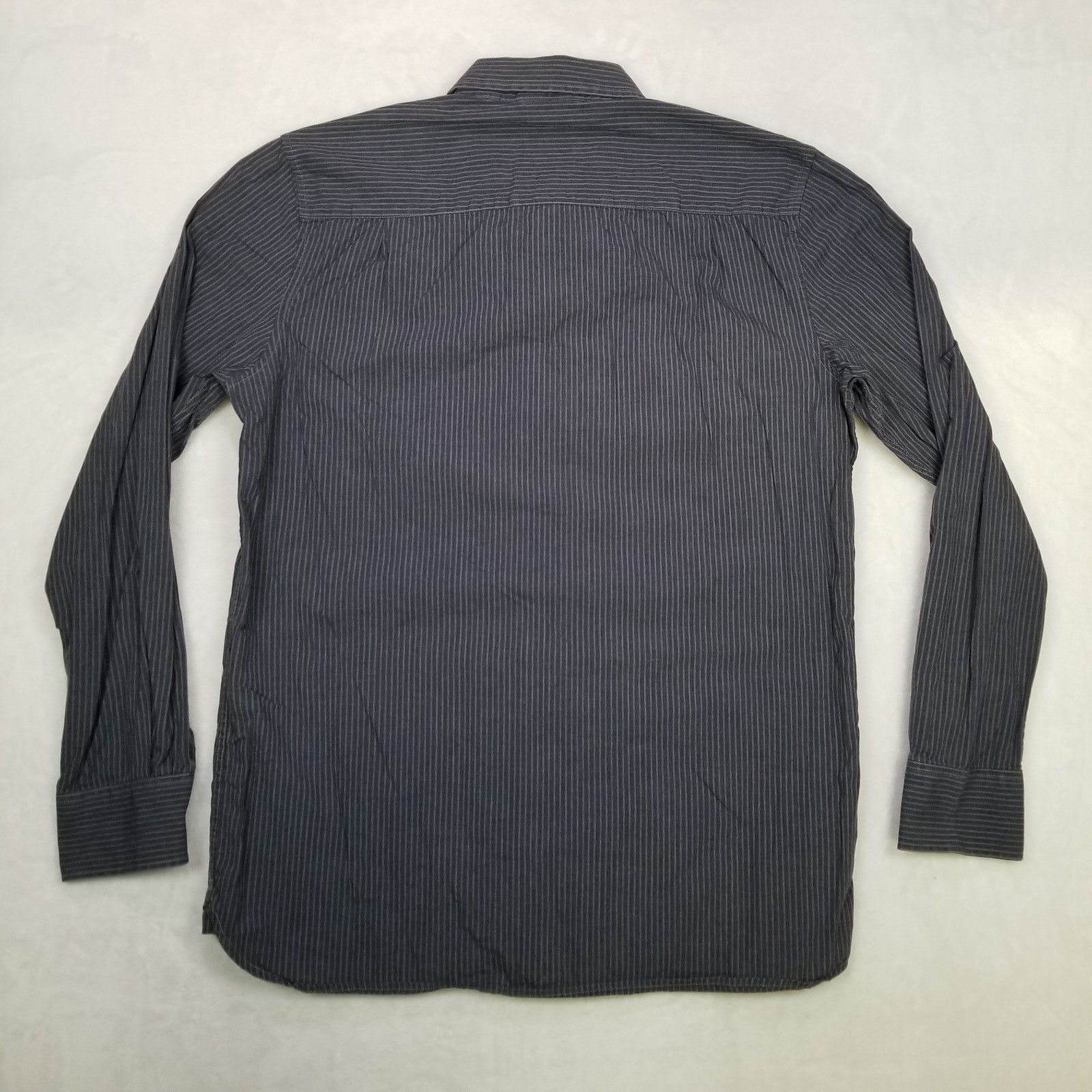 Victorinox Men’s M Dark Blue Pinstripe Button Down Shirt Standard Fit Long Sleev