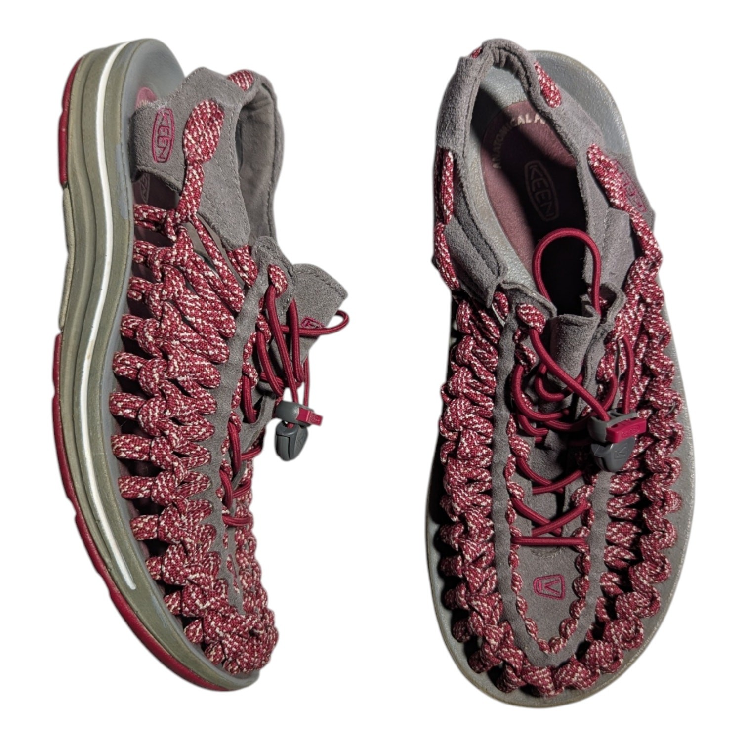 Keen Uneek Pink Gray Woven Bungee Outdoor Water Sandals Women’s Sz 7.5