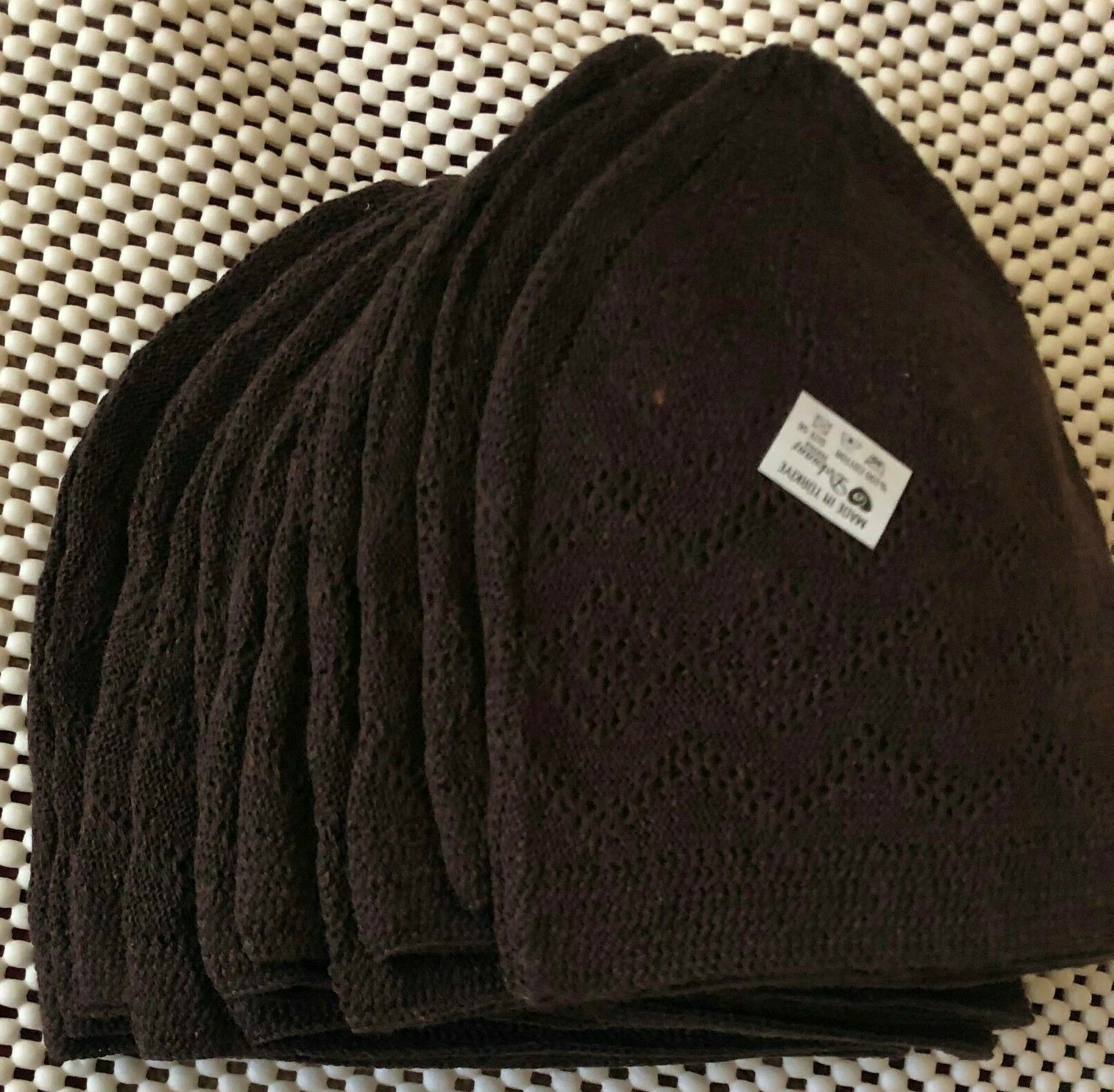 10 Piece wholesale Lot Islamic Men Kufi Prayer Cap Dark Brown Made in Turkey