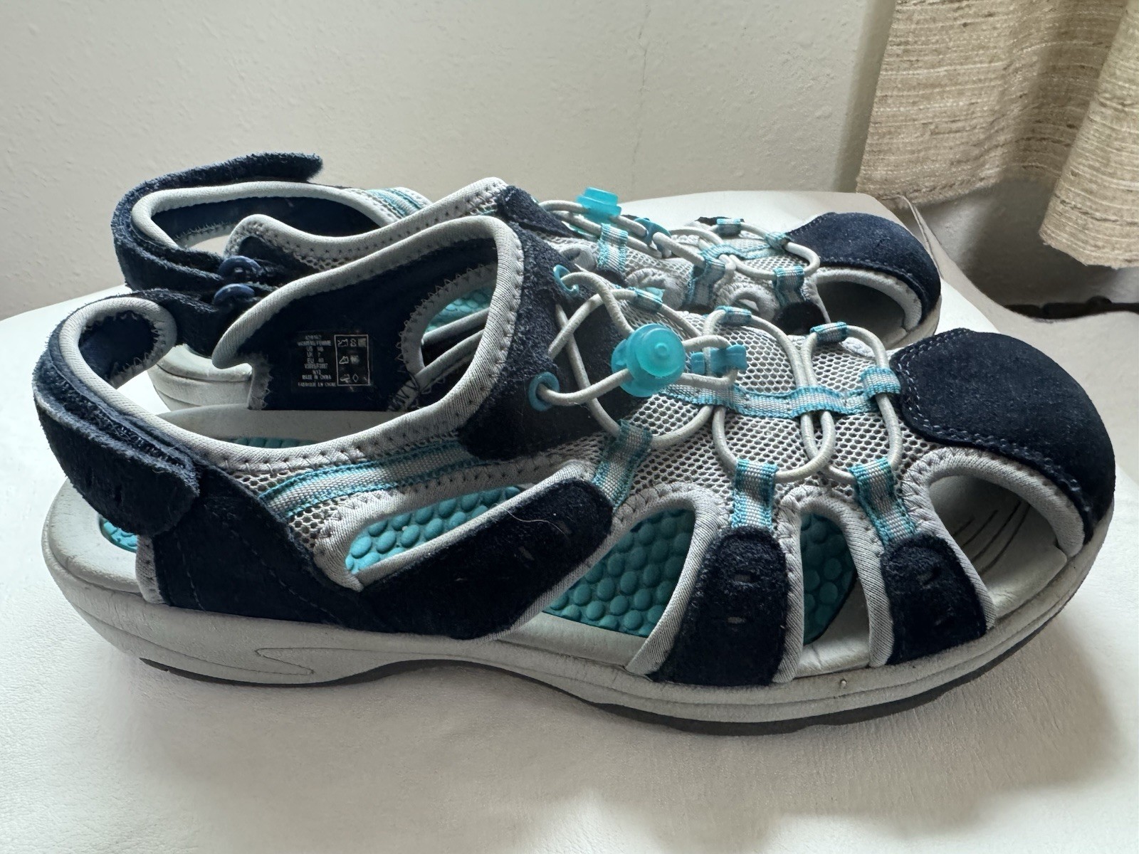 Lands’ End Trekker Sandals Women’s Water Hiking Closed Toe Blue Teal Size 9B