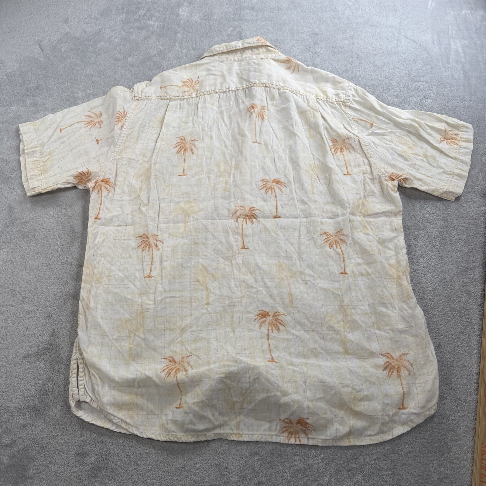 Reyn Spooner Button Up Shirt Mens M Hawaiian Floral Tree Print Rayon Blend