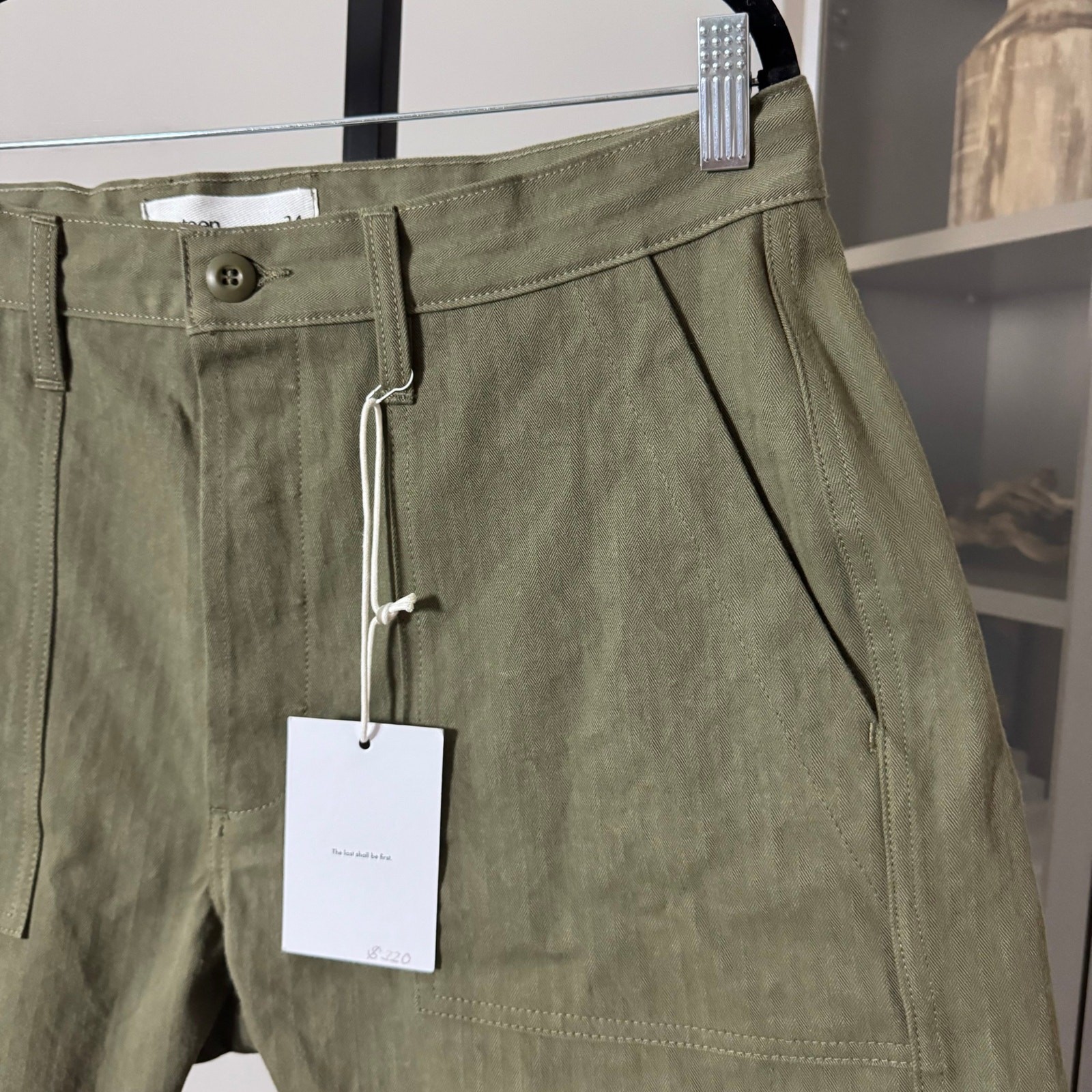 3sixteen Fatigue Washed Olive HBT Shorts 34 NEW Green Herringbone Twill Military