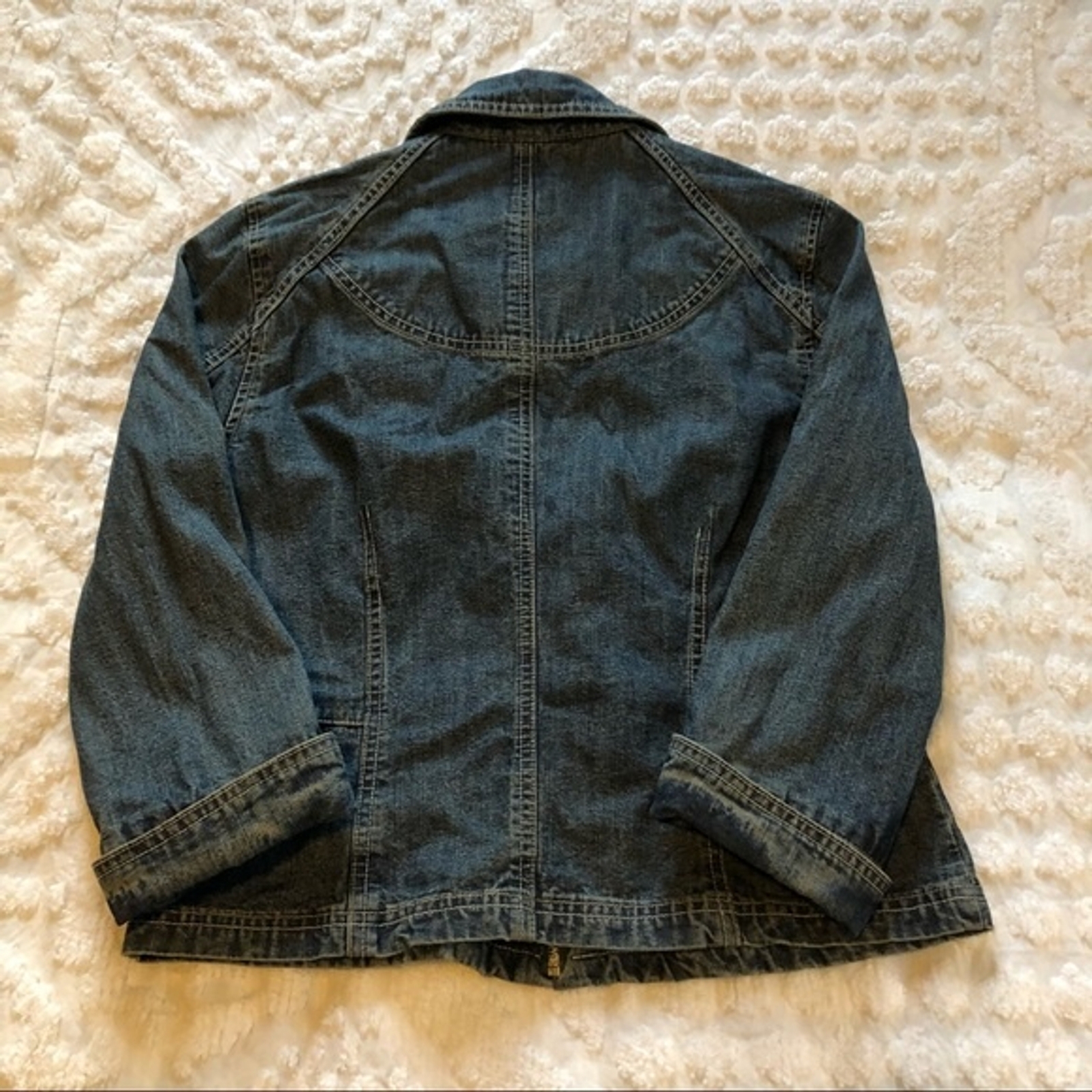 French Cuff jean jacket, size Medium, 100% cotton, 2 front pockets