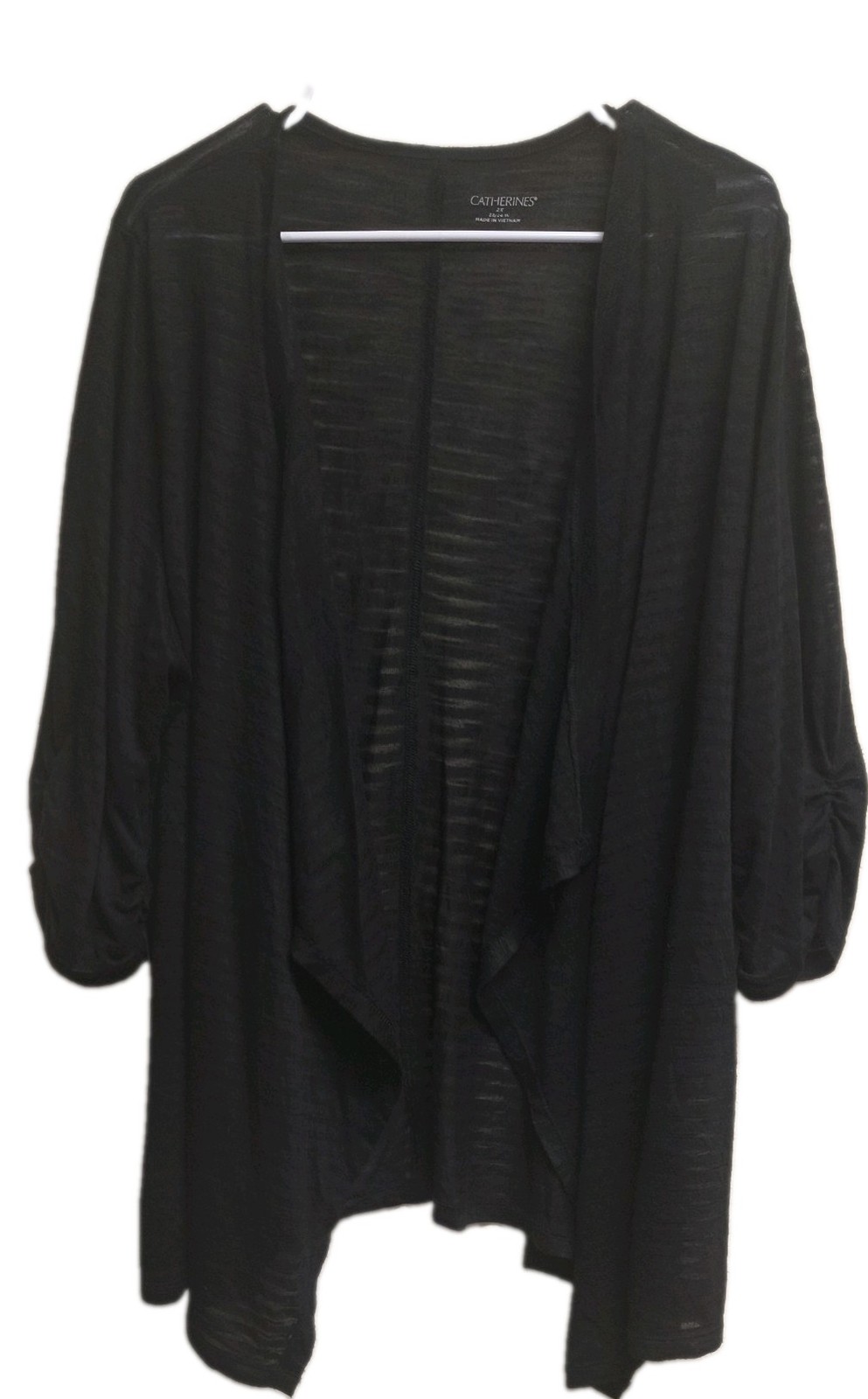 Catherine’s Women’s Plus Size Open Front Semi Sheer Cardigan Black 2X(724)