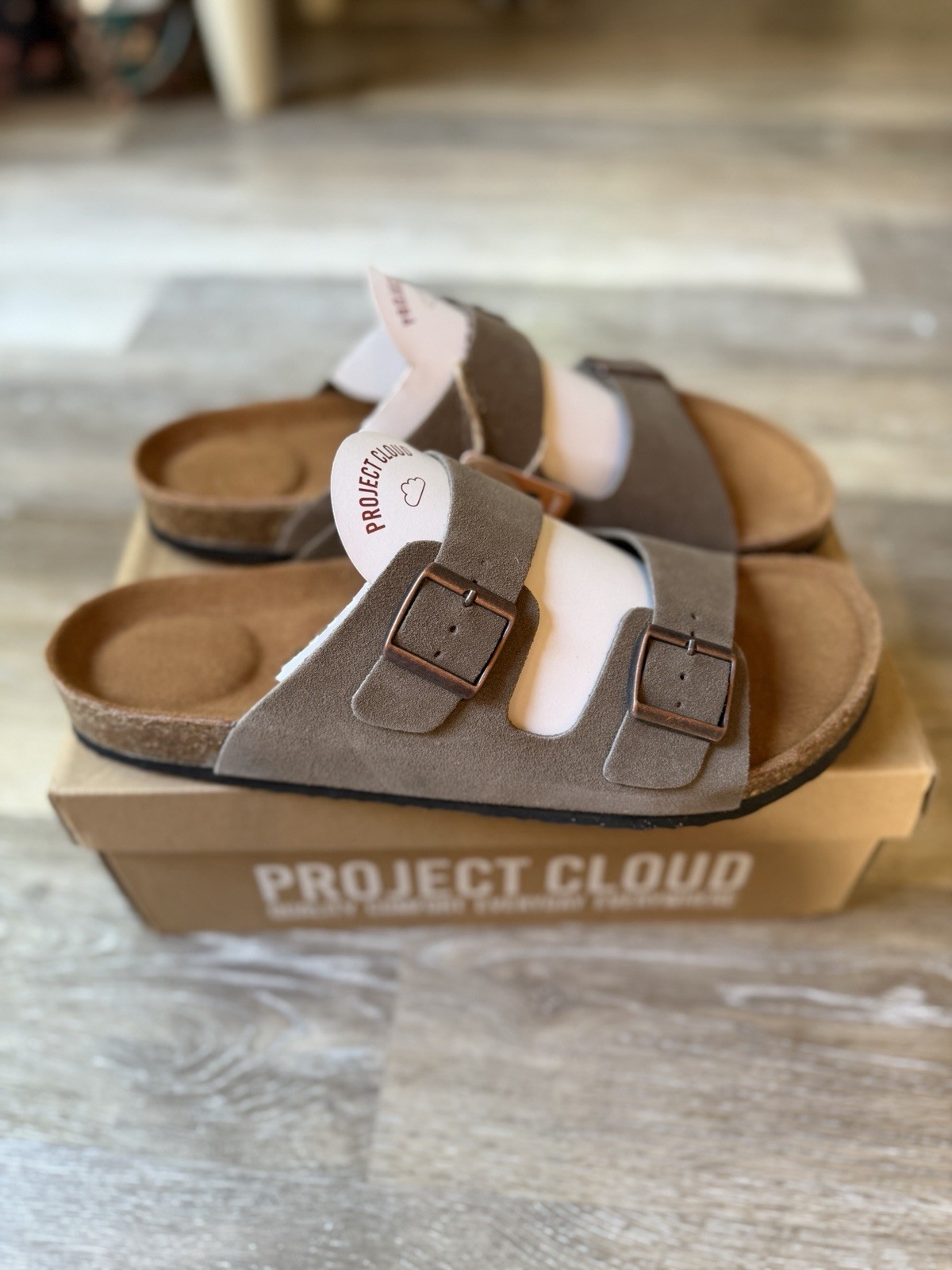 PROJECT CLOUD Men’s Sandals 100% Genuine Leather & Memory Foam Cork Footbed 13