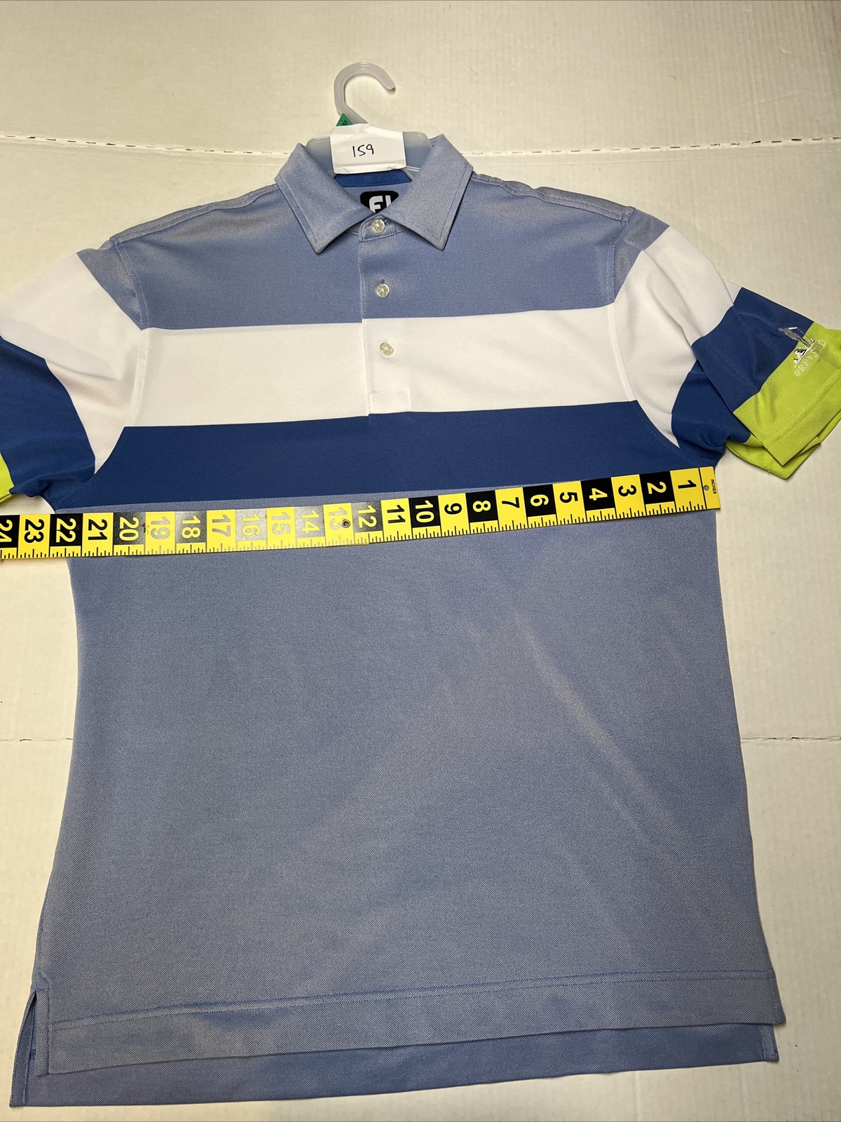 Footjoy Golf Polo Shirt Men’s Medium Striped Colorblock Greystone Course Preppy