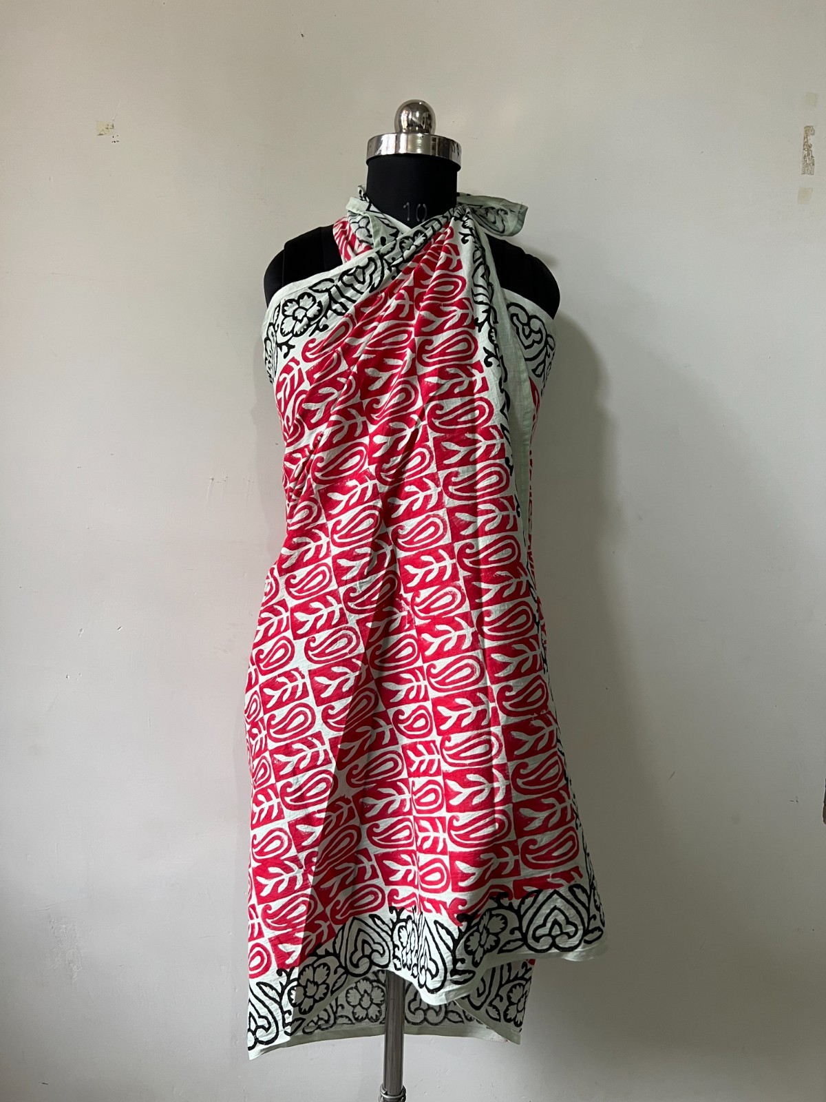 Block Printed Sarong Set, 100% Soft Cotton Beach Wrap, Scarf, Cover-Up