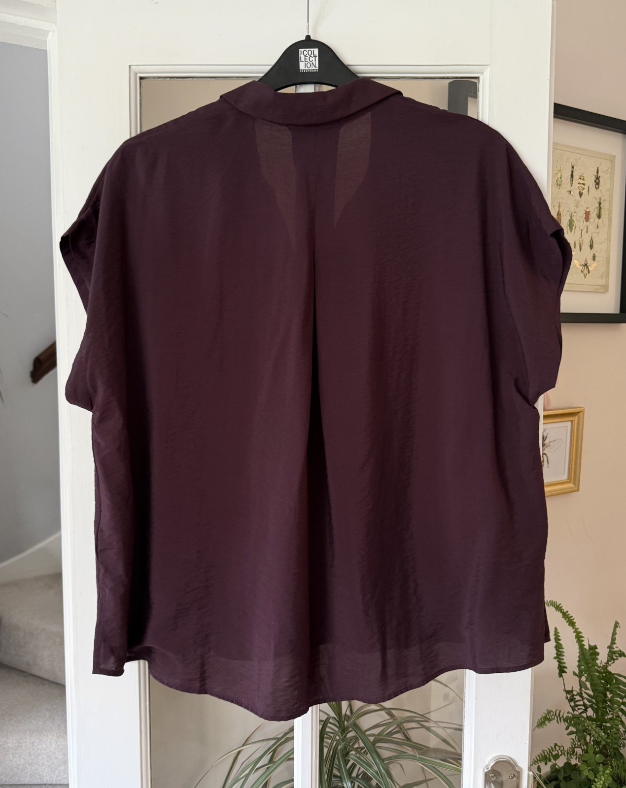 Next Burgundy/Purple Soft Texture Collared Pullover Shirt Blouse Size 18