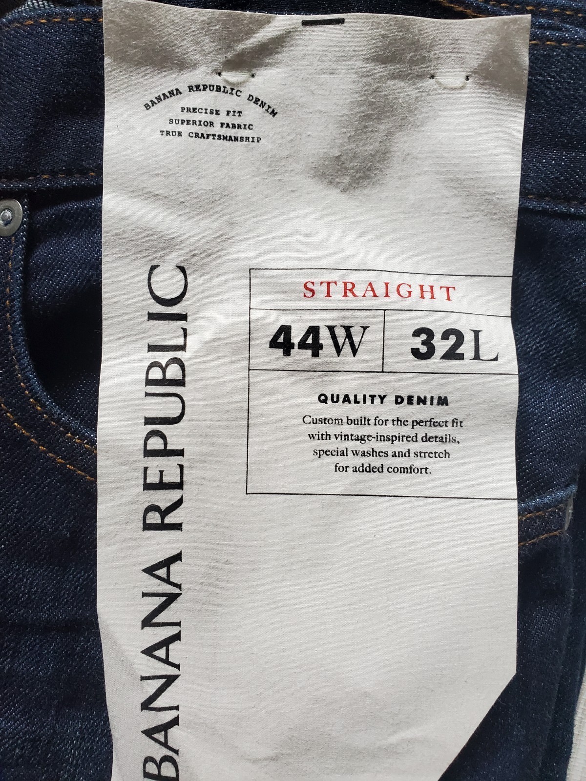 Banana Republic Men’s Classic Straight Leg Jeans Dark Indigo Size 44 x 32 RT$120