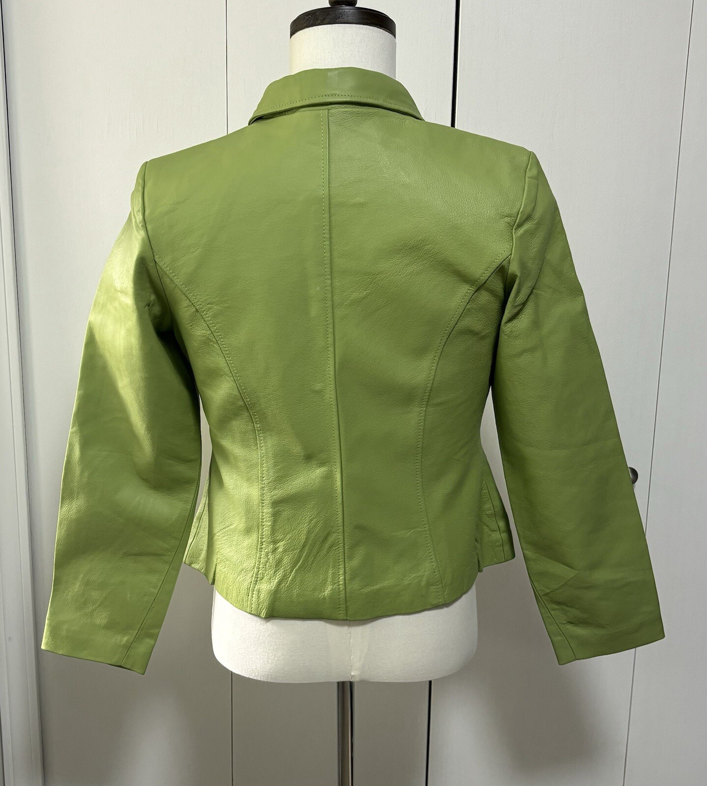 Edge Italian Genuine Leather Jacket Coat Green Large Tailored Italy Fashion New