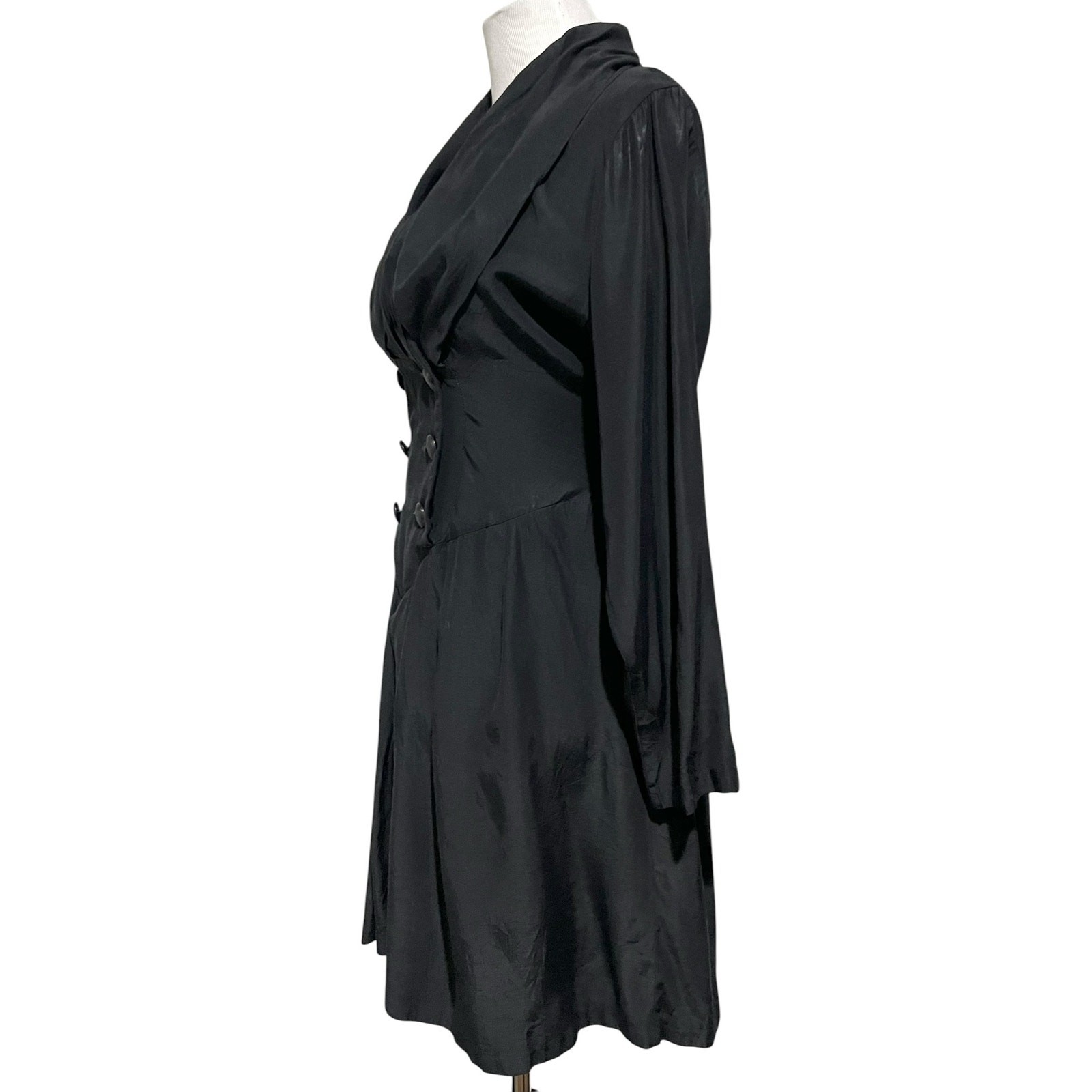 Breakin Loose Romper Playsuit Black Buttons Long Sleeve Collar Vintage 90s Sz L