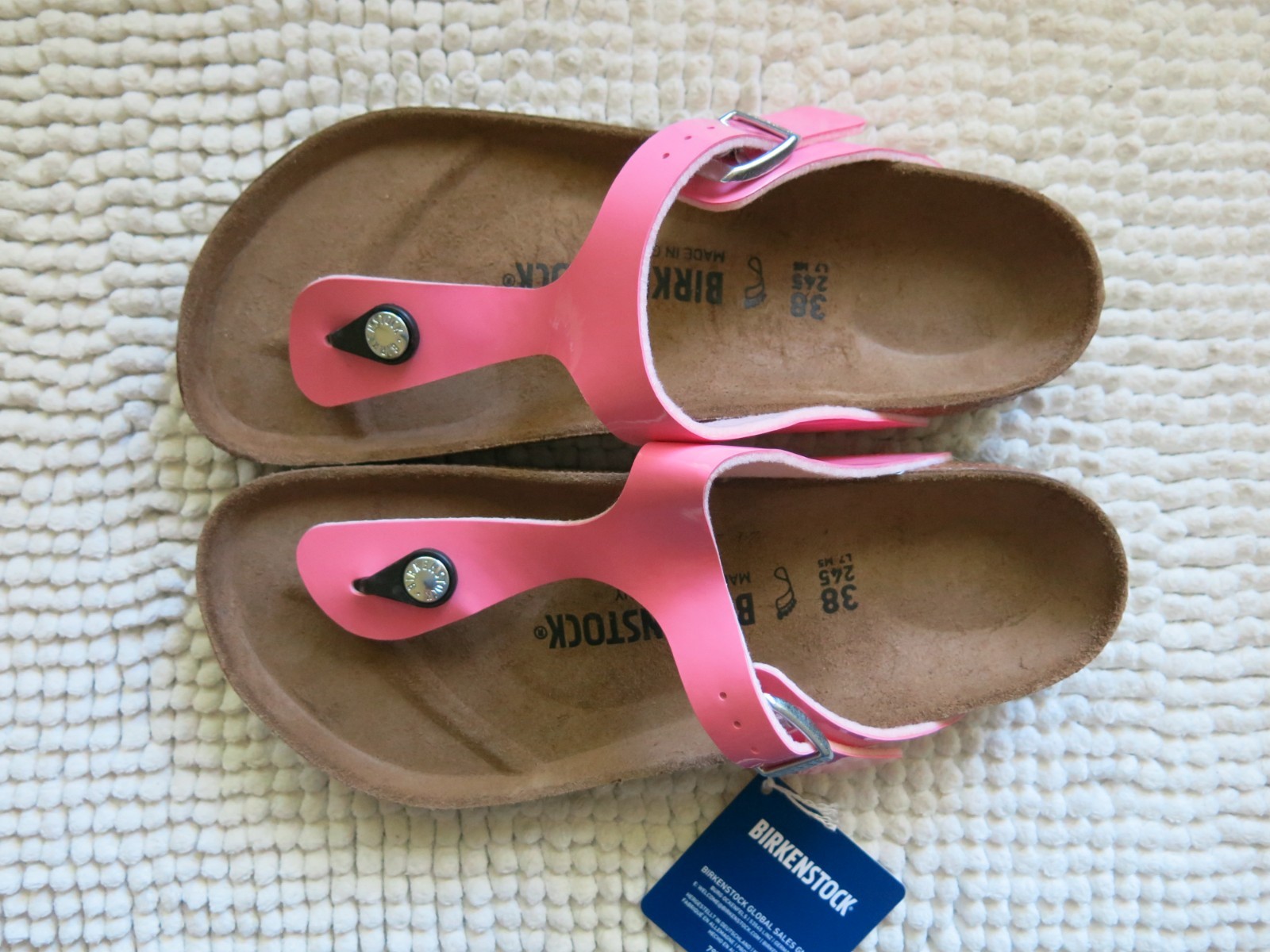 Birkenstock Gizeh Birko-Flor® Patent candy pink EU 38 US 7-7.5 regular/wide