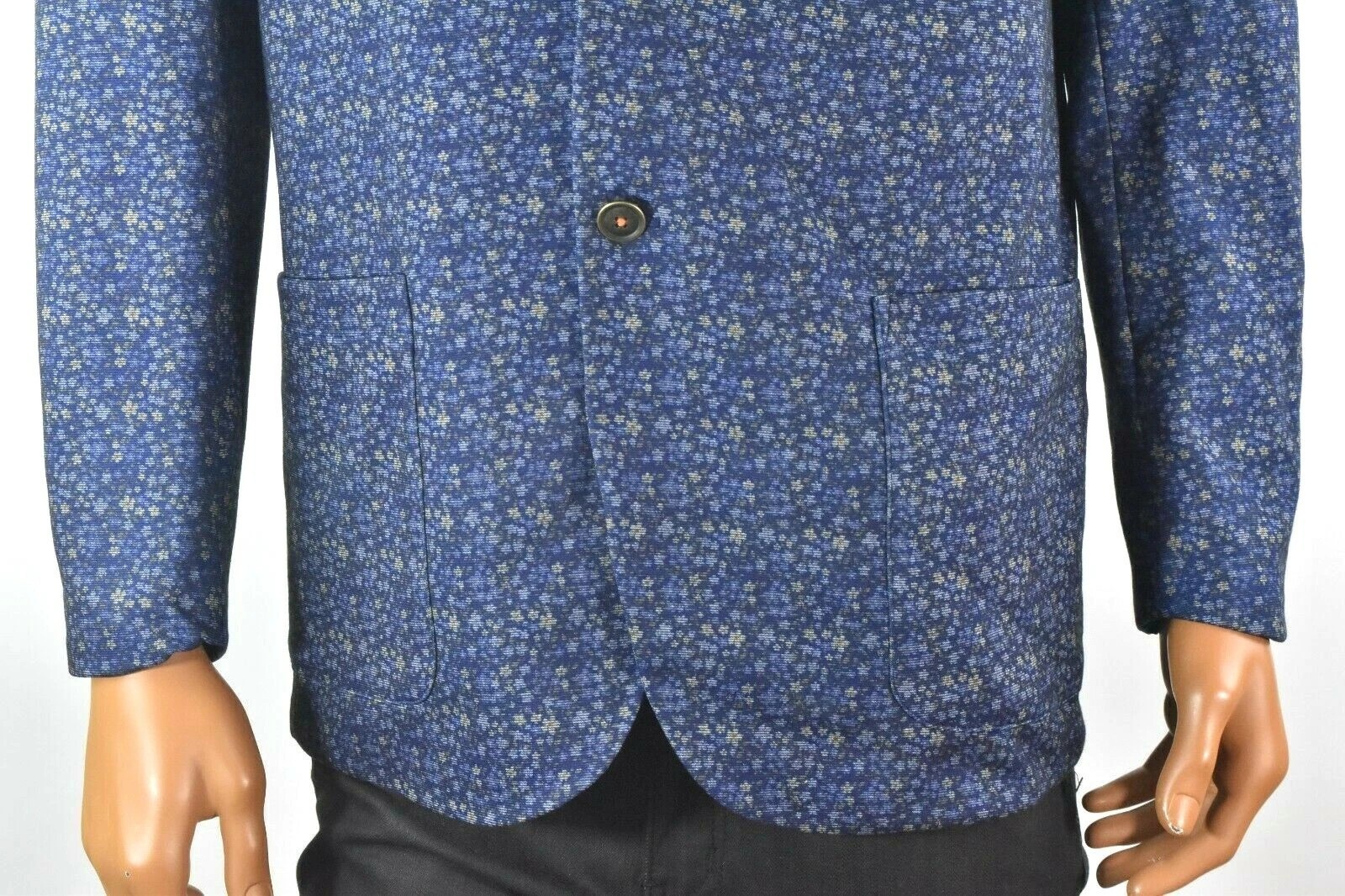Tallia Mens Sports Coat Jacket Blazer New S Blue Floral Knit Stretch party