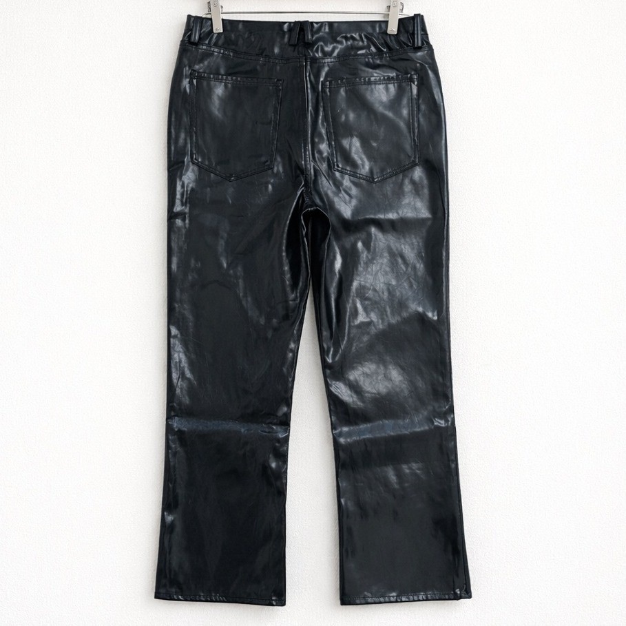 Good American Faux Patent Leather Black Straight Leg Pants Size 10 New