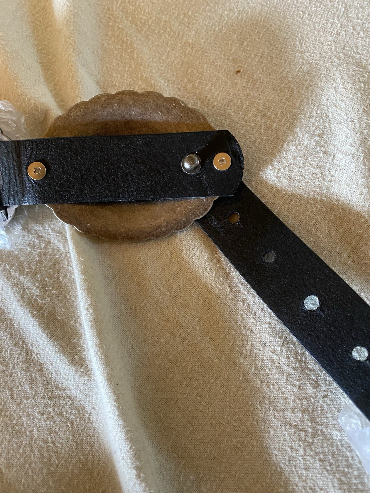 Leather Belt Silver & Faux Turquoise 1X/2X/3X Cold water Creek Never Worn 53”